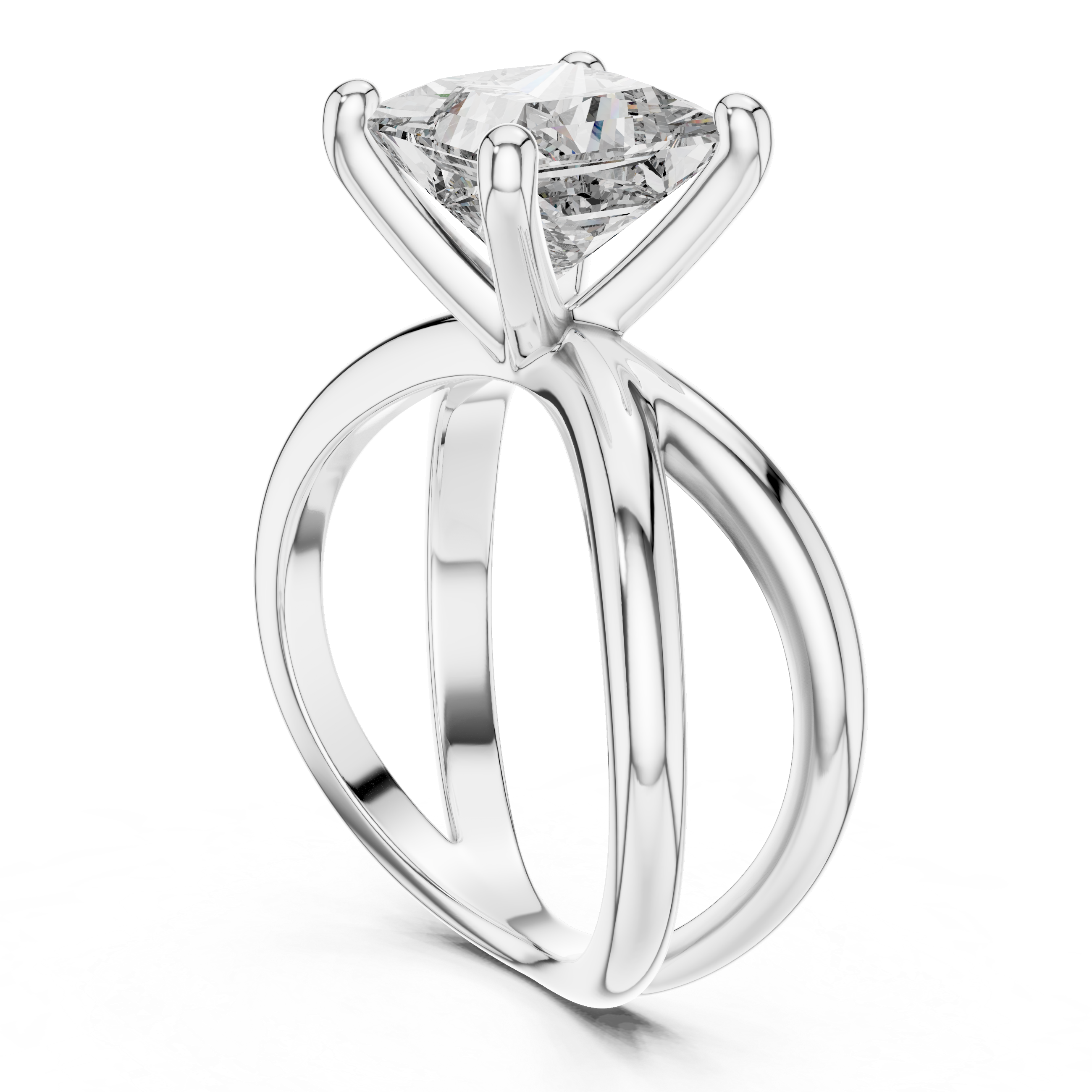Criss-Cross Princess Cut Diamond Solitaire Ring