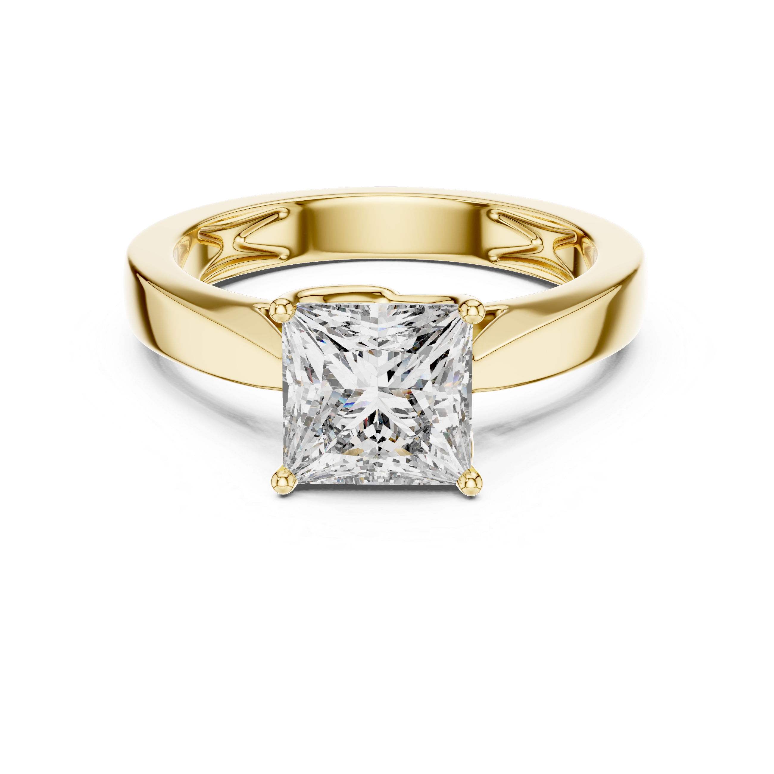 Princess Cut Diamond Solitaire Thick Ring