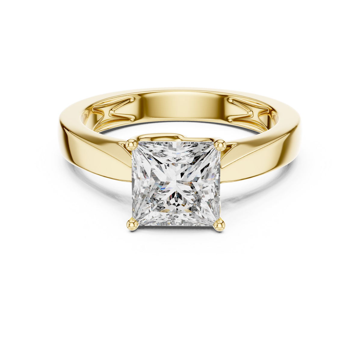 Princess Cut Diamond Solitaire Thick Ring