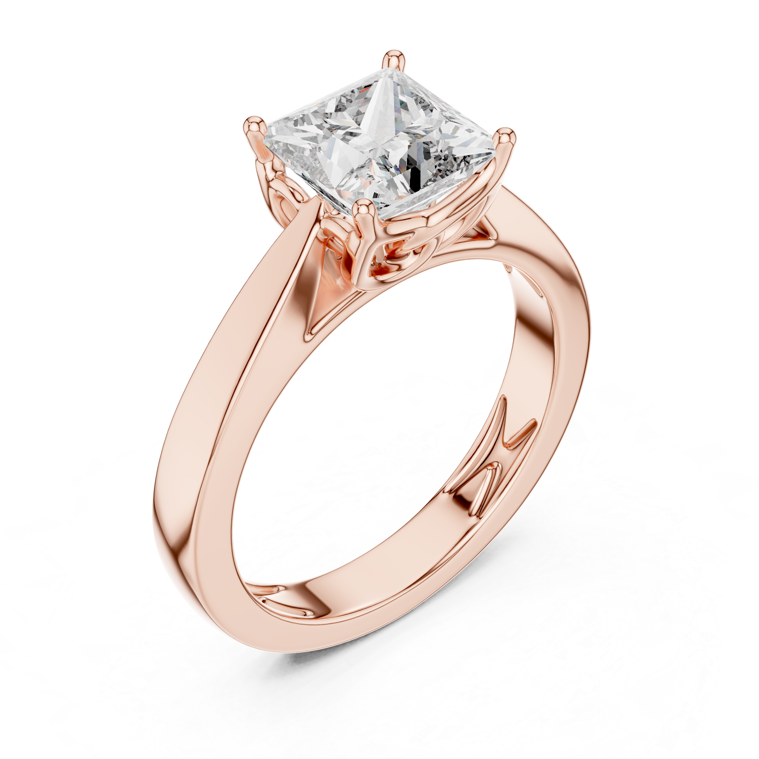 Princess Cut Diamond Solitaire Thick Ring