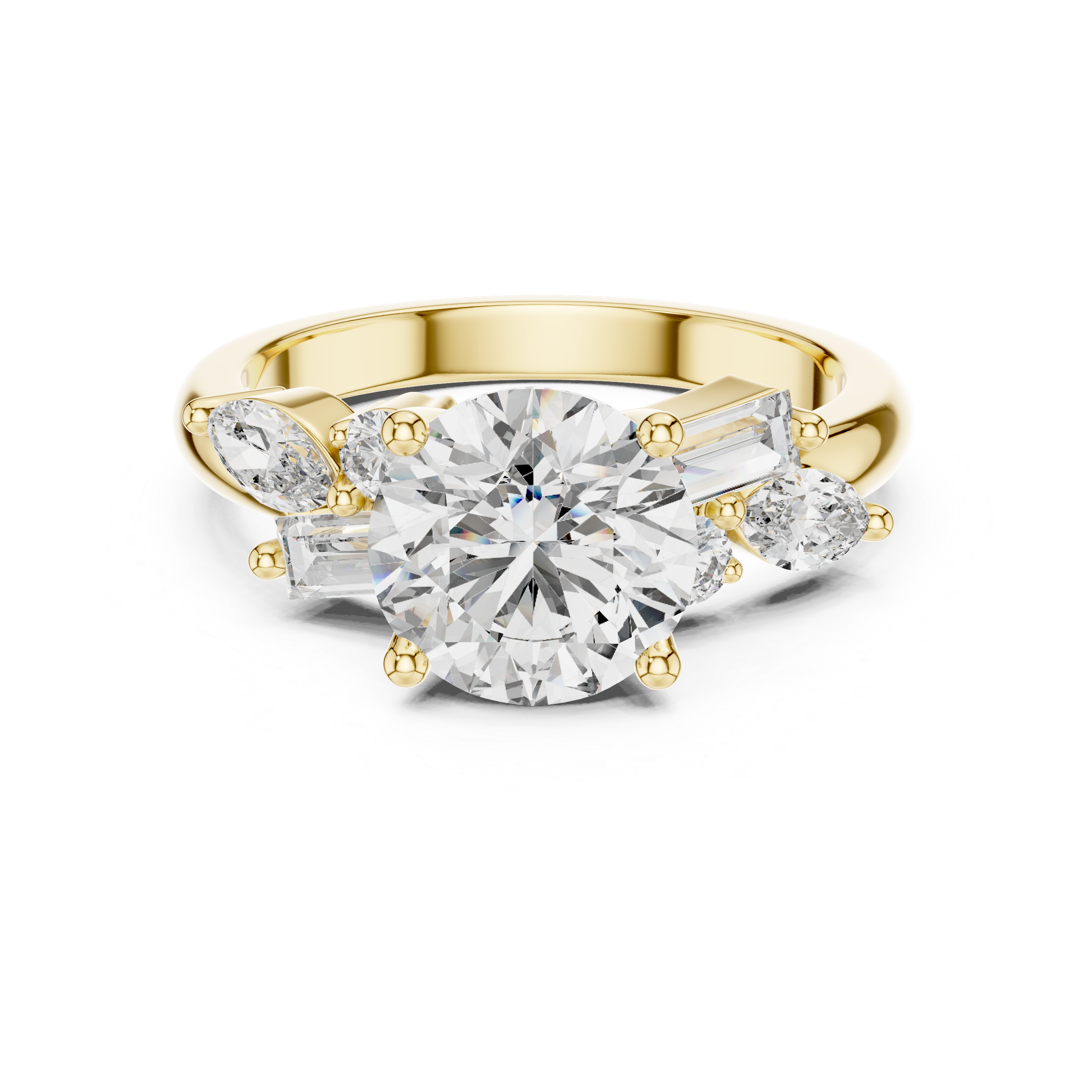 Round Cut Diamond Multi-Shape Accent Ring