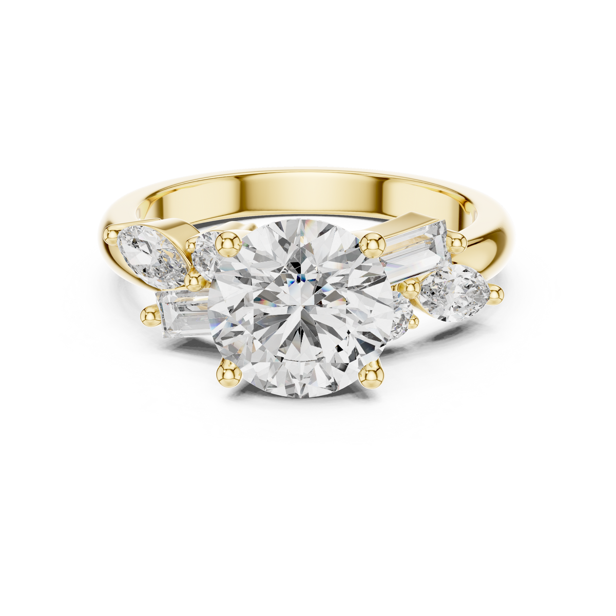 Round Cut Diamond Multi-Shape Accent Ring