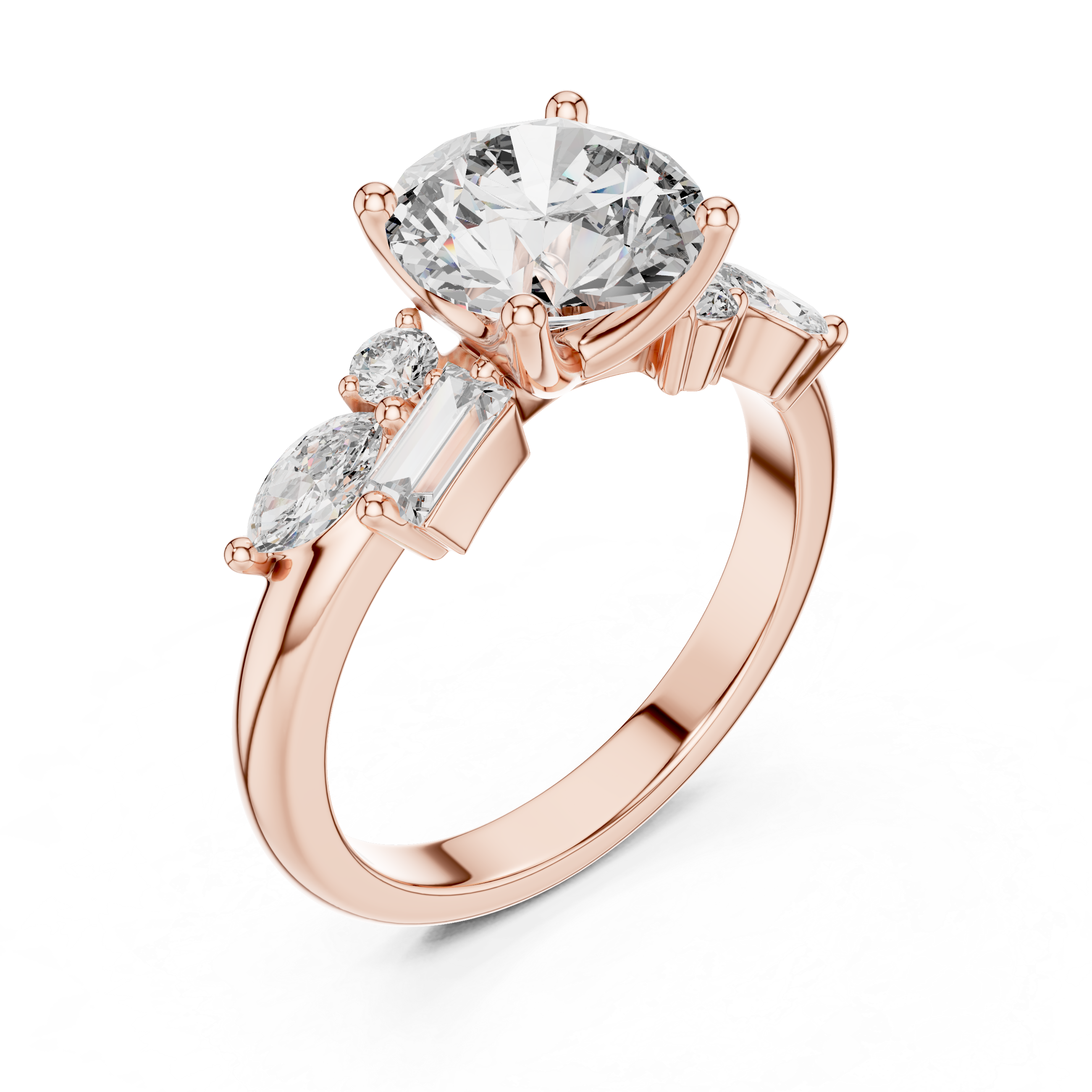 Round Cut Diamond Multi-Shape Accent Ring