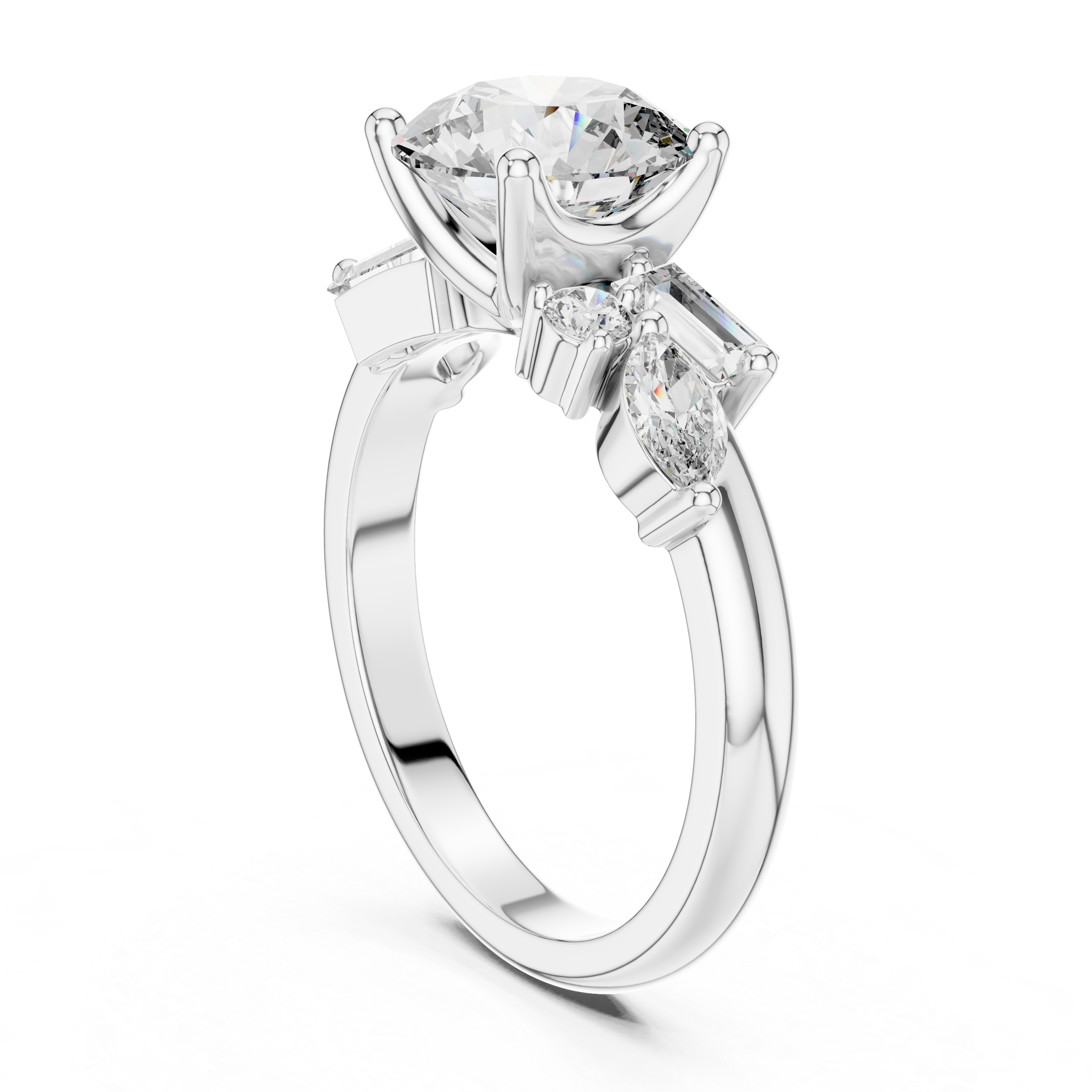 Round Cut Diamond Multi-Shape Accent Ring