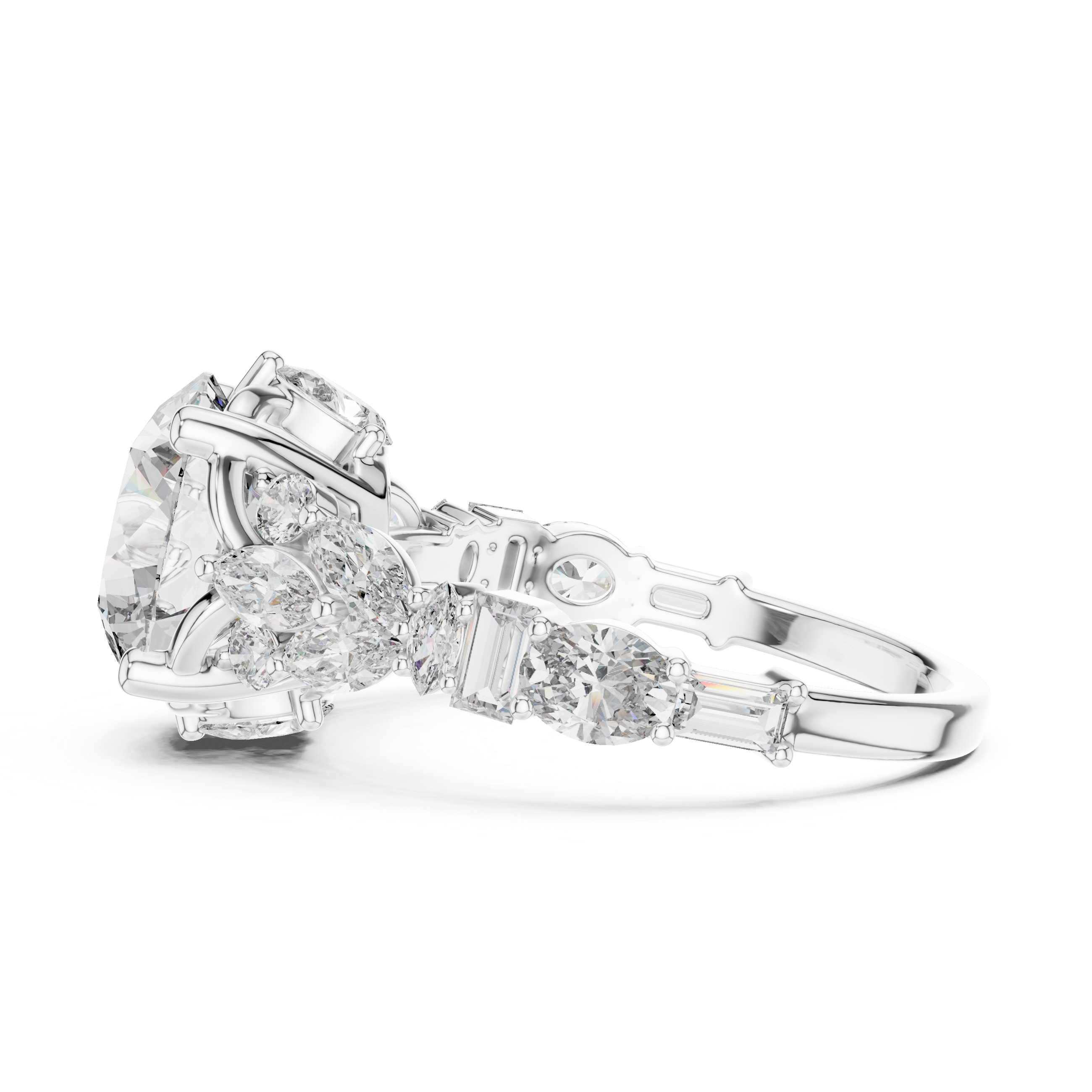 Round Cut Diamond Multi-Shape Cluster Ring