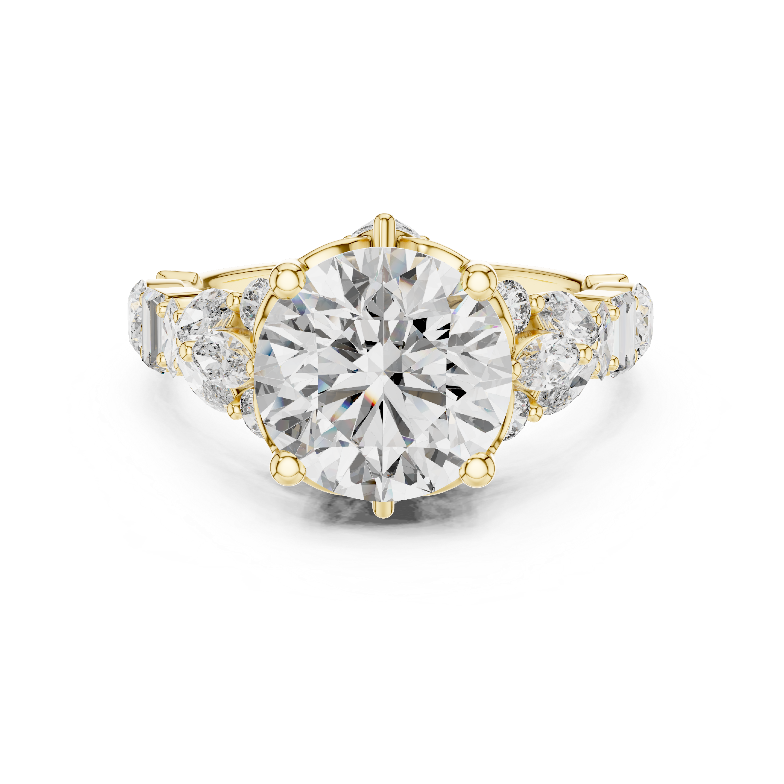 Round Cut Diamond Multi-Shape Cluster Ring