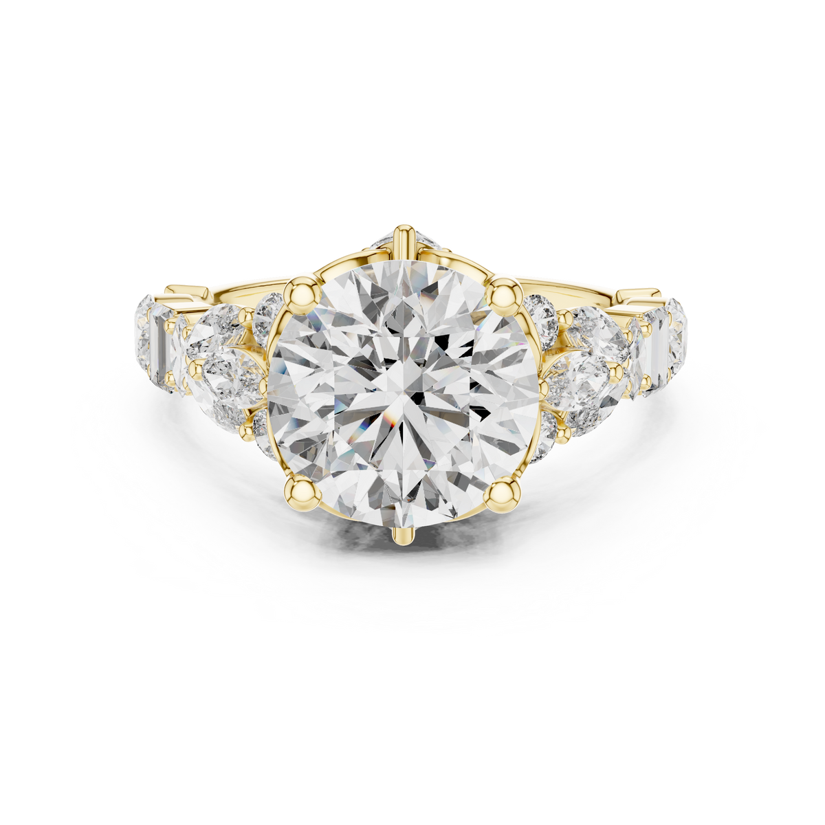 Round Cut Diamond Multi-Shape Cluster Ring