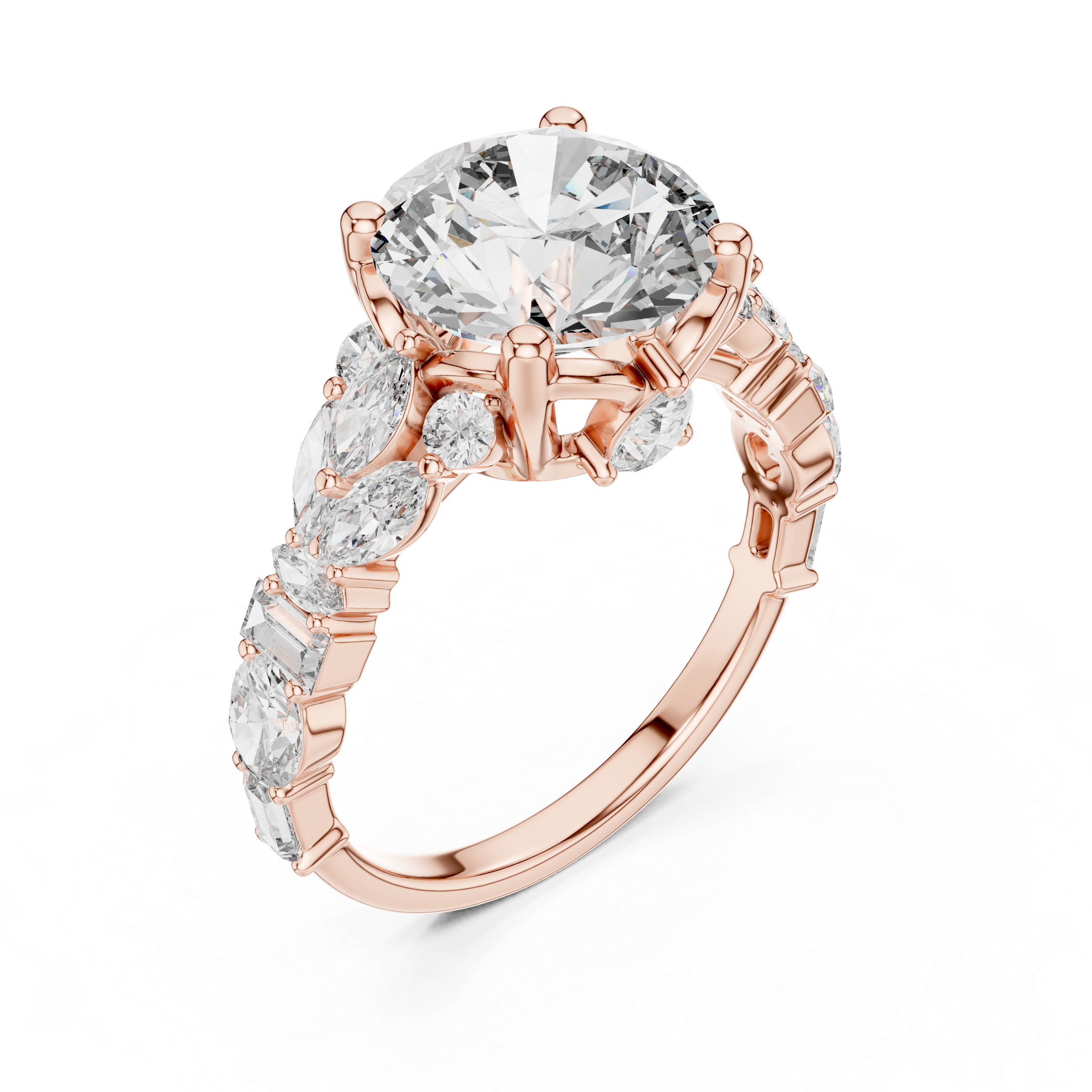 Round Cut Diamond Multi-Shape Cluster Ring
