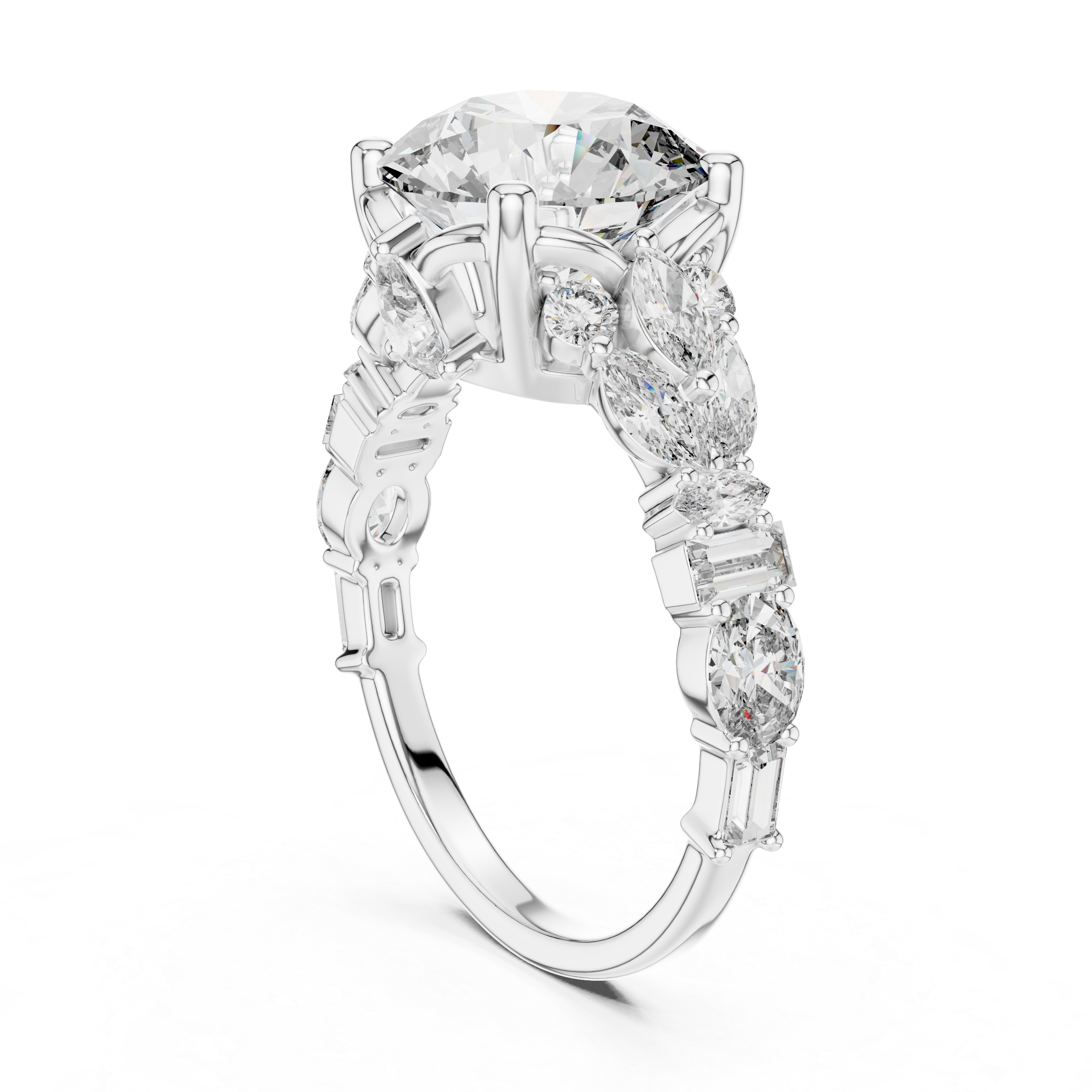 Round Cut Diamond Multi-Shape Cluster Ring