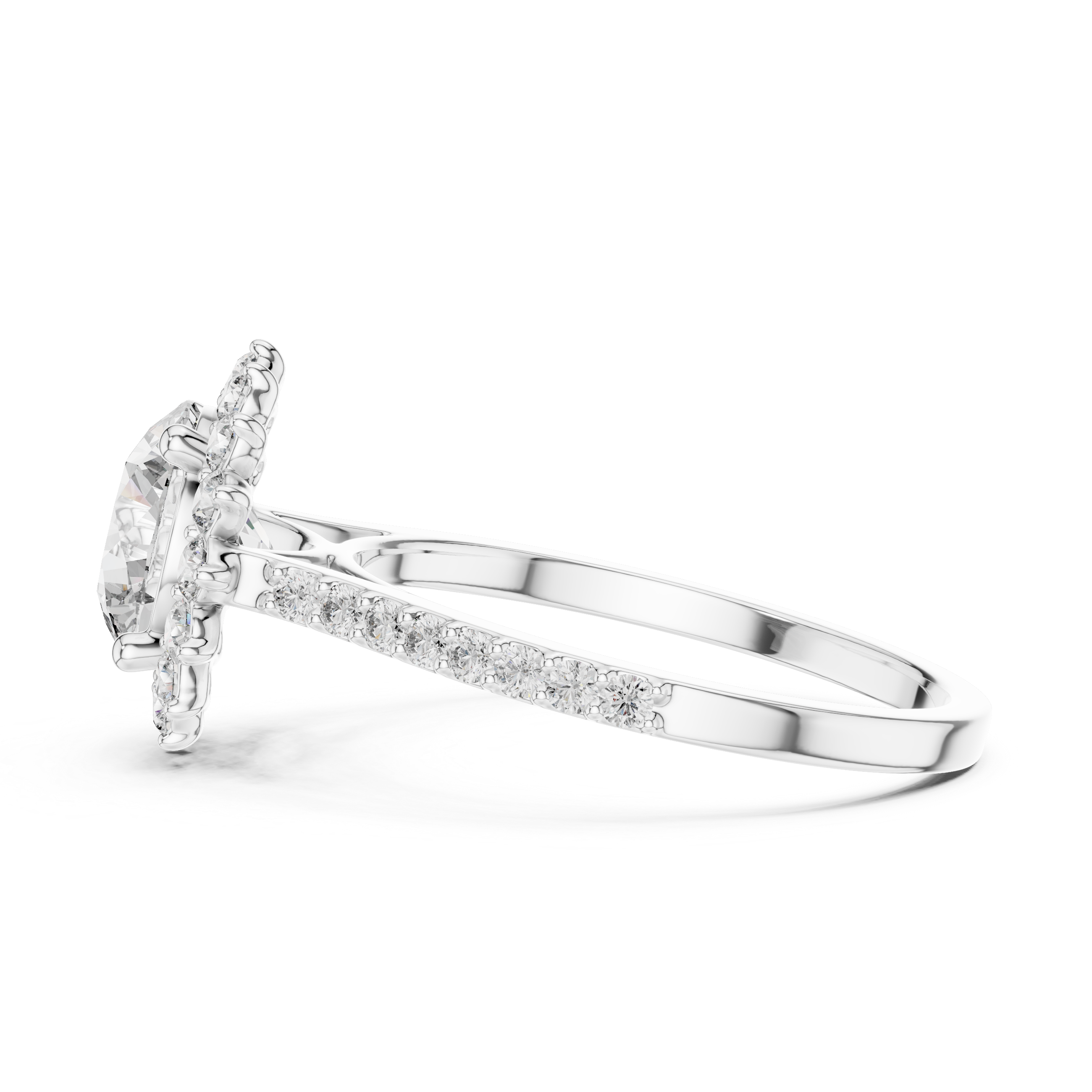 Round Cut Diamond Sunburst Halo Anniversary Ring