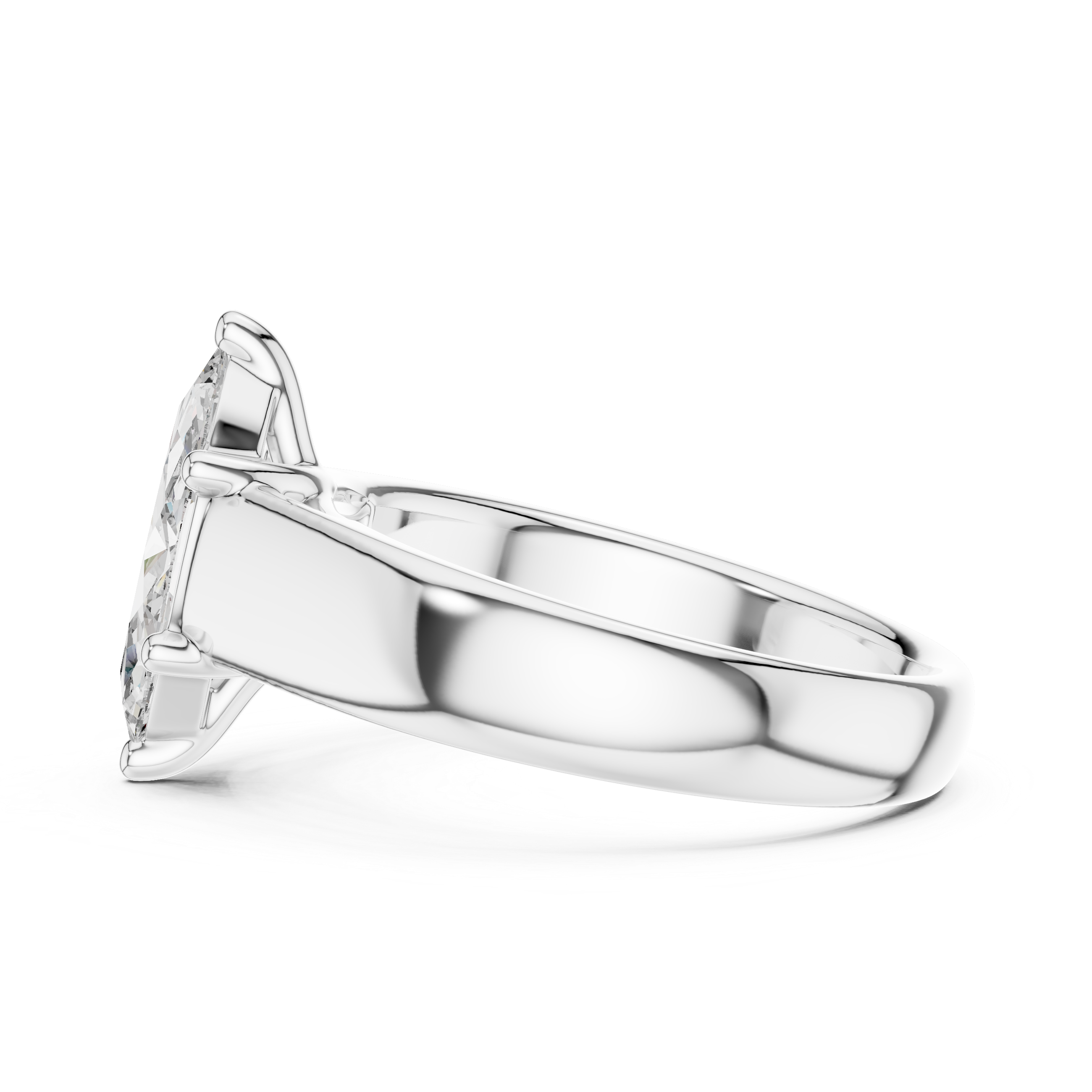Marquise Cut Diamond Cigar Band Solitaire Ring