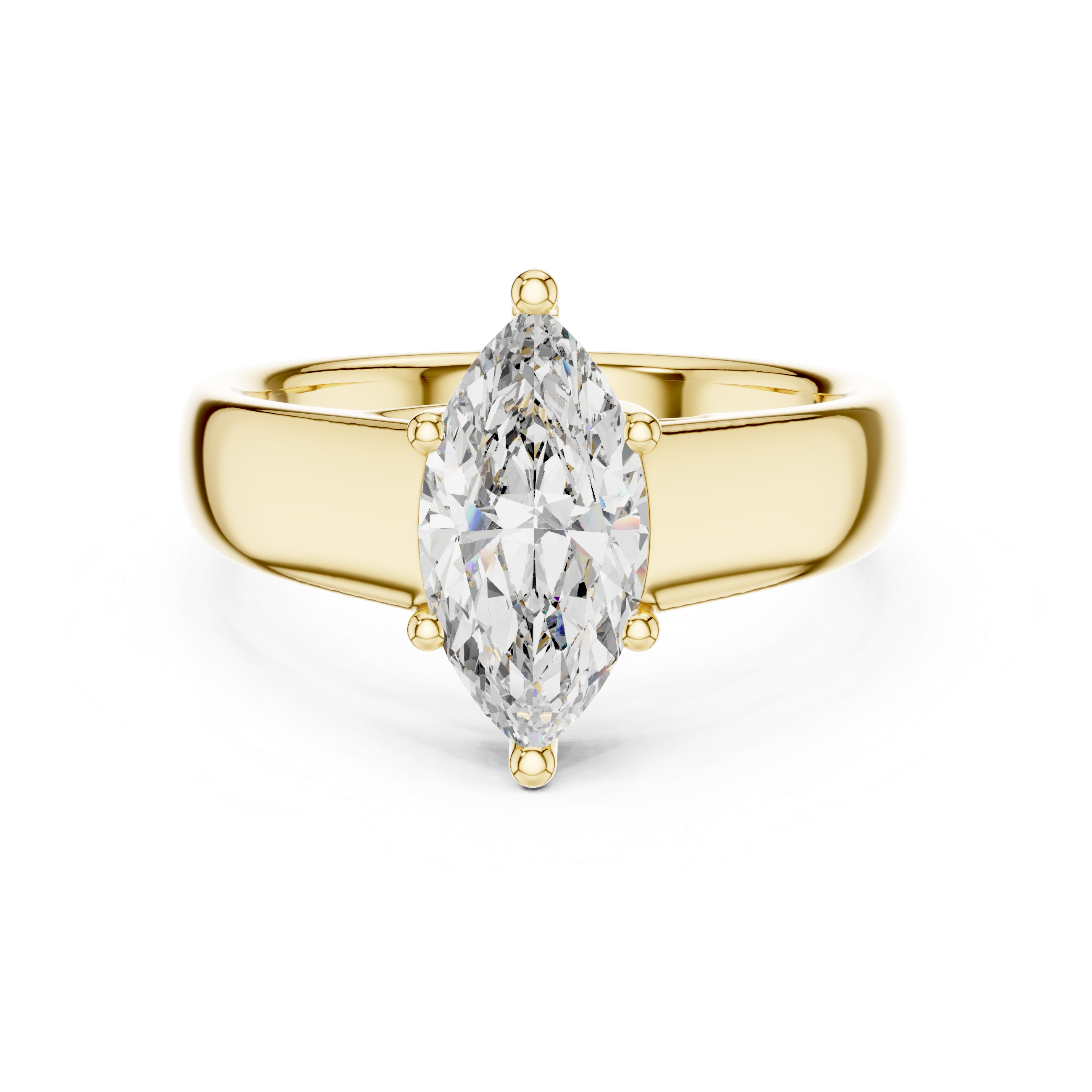 Marquise Cut Diamond Cigar Band Solitaire Ring
