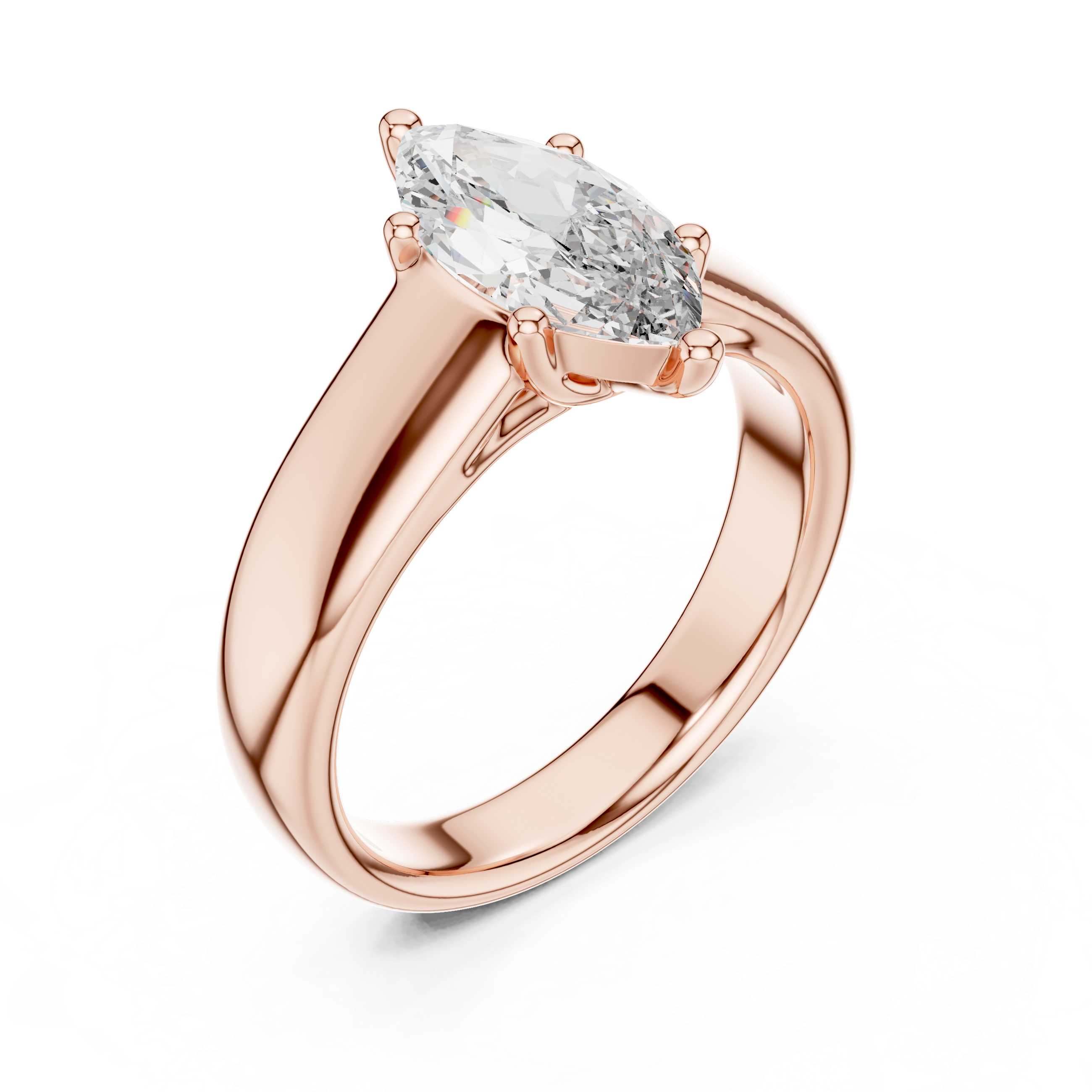 Marquise Cut Diamond Cigar Band Solitaire Ring
