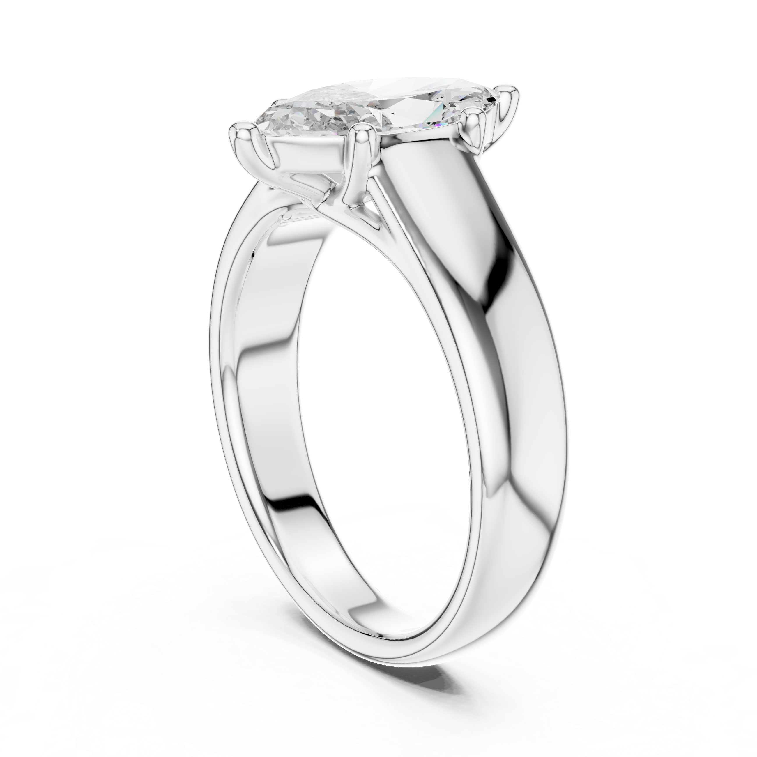 Marquise Cut Diamond Cigar Band Solitaire Ring