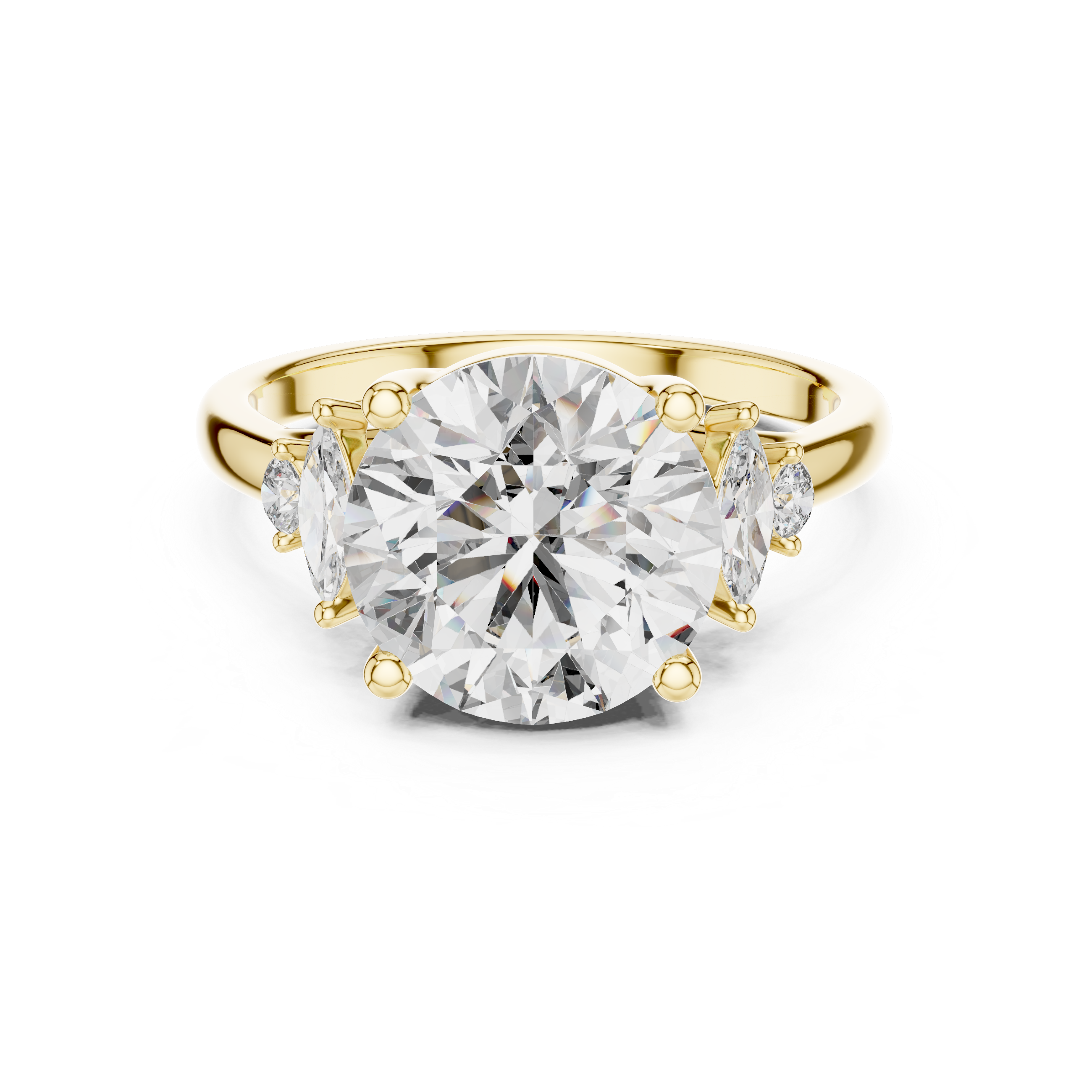 Five Stone Round And Marquise Cut Diamond Ring
