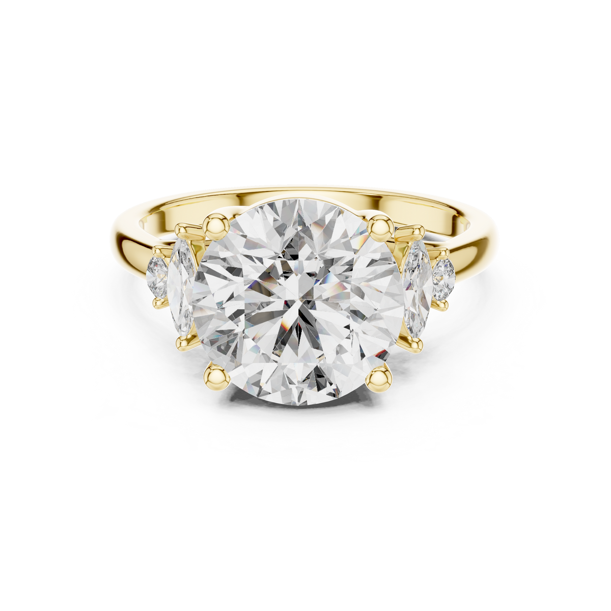 Five Stone Round And Marquise Cut Diamond Ring