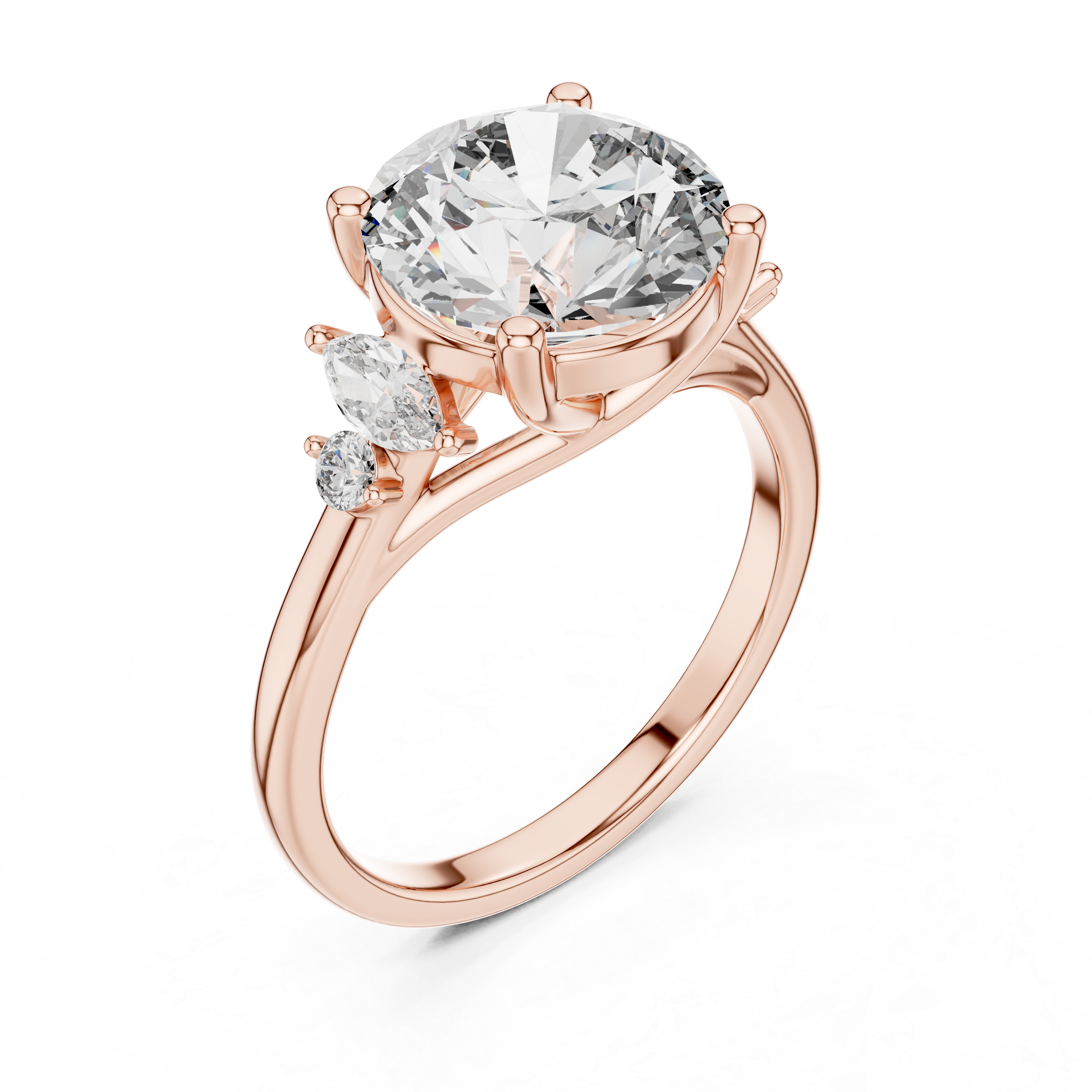 Five Stone Round And Marquise Cut Diamond Ring