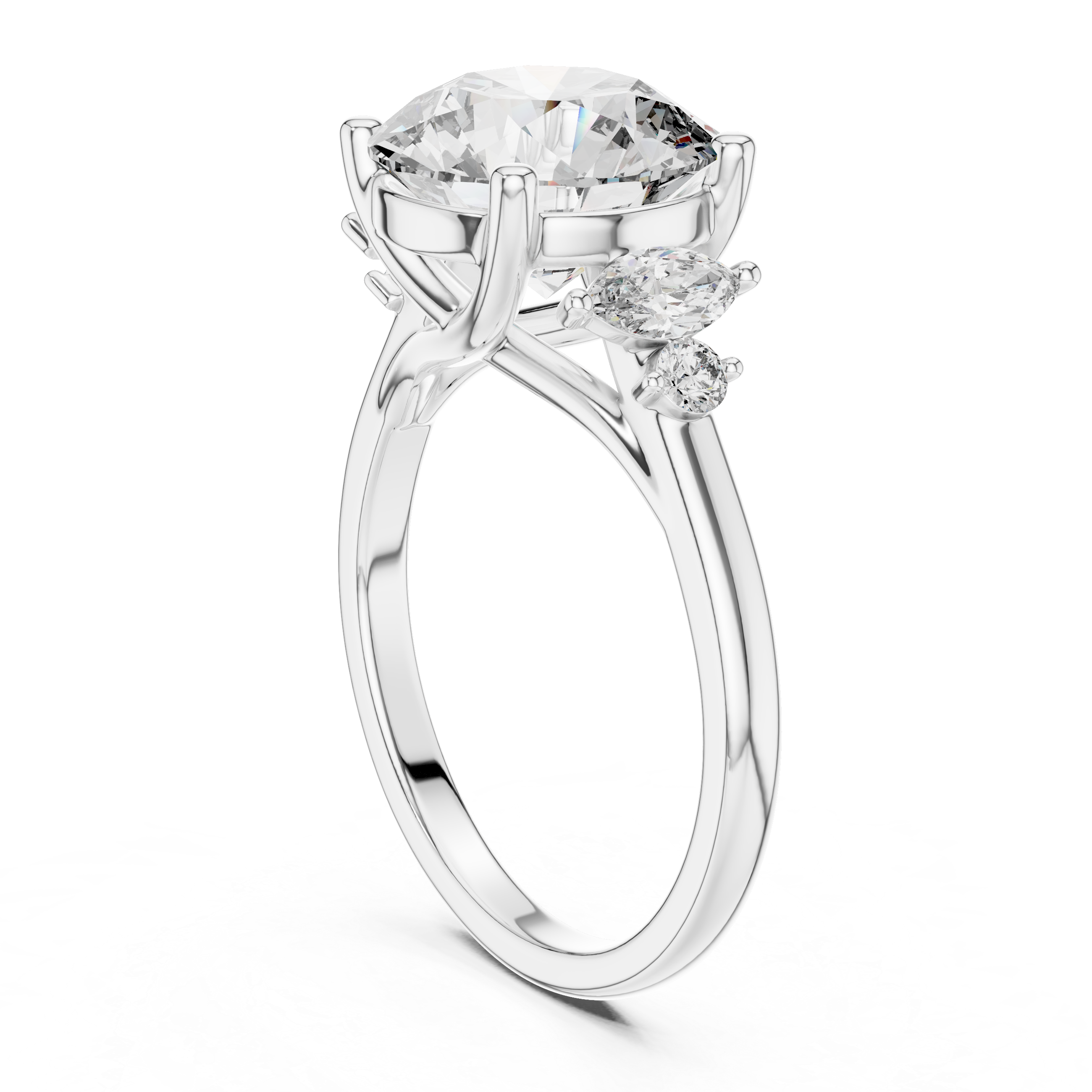 Five Stone Round And Marquise Cut Diamond Ring