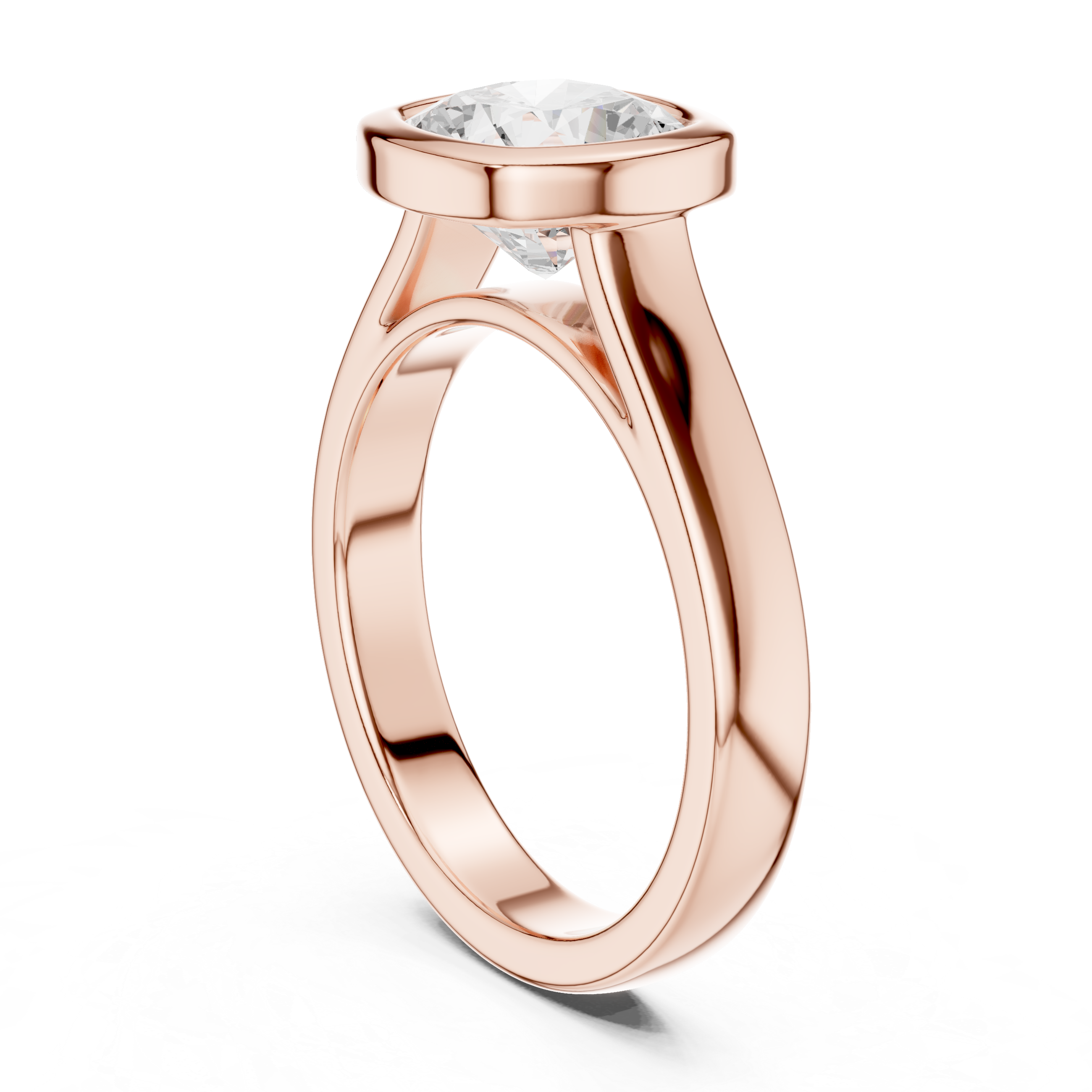 Cushion Cut Bezel Set Lab Diamond Solitaire Ring