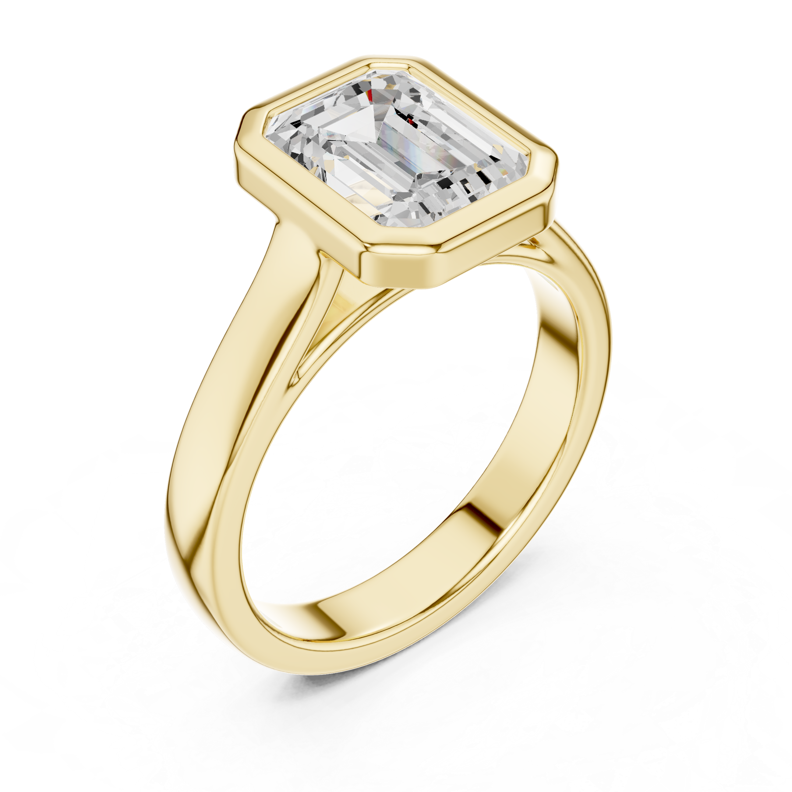 Emerald Cut Bezel Set Lab Diamond Solitaire Ring