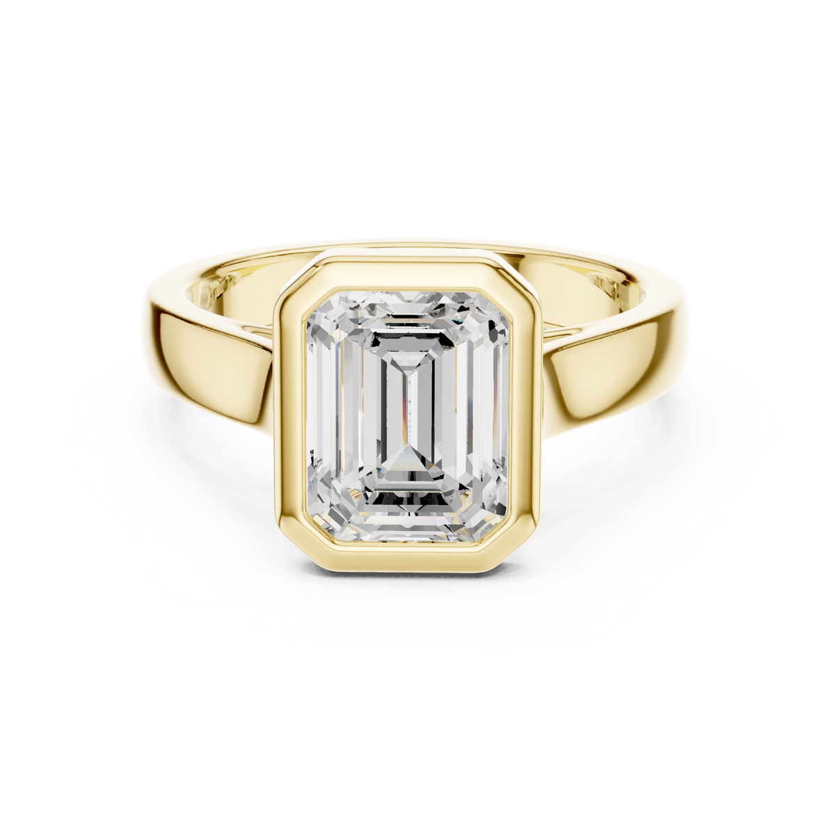 Emerald Cut Bezel Set Lab Diamond Solitaire Ring