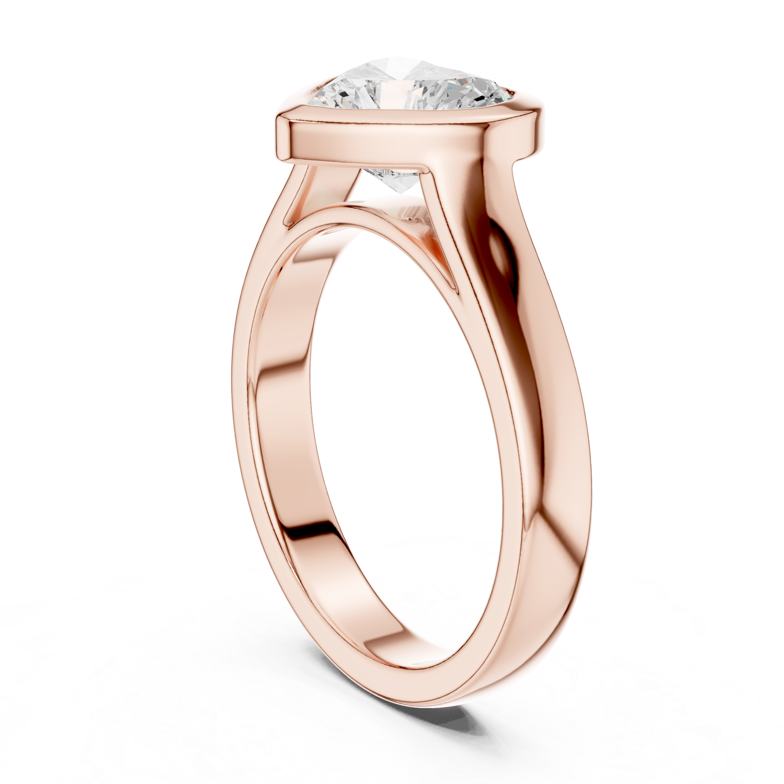 Heart Cut Bezel Set Lab Diamond Solitaire Ring