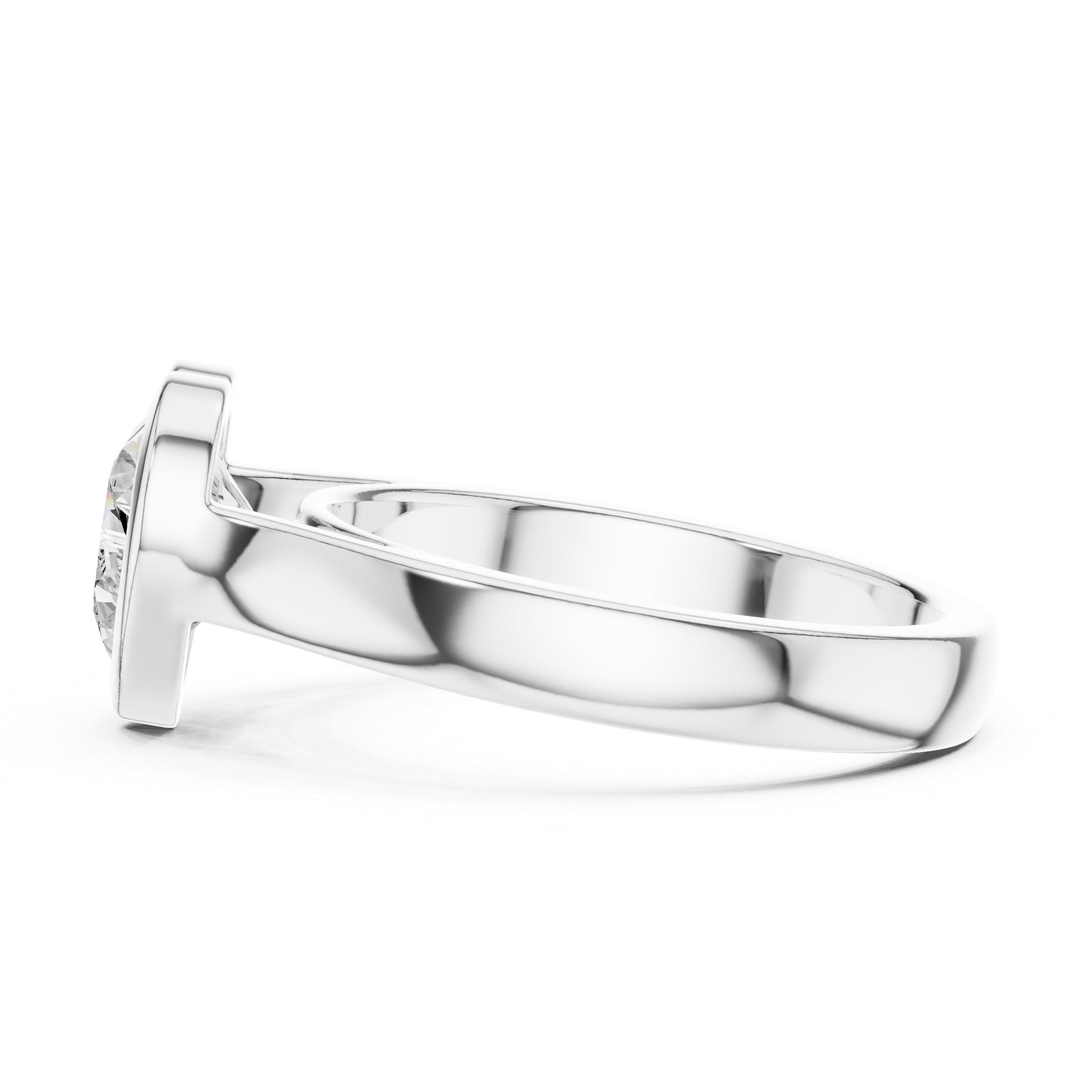 Heart Cut Bezel Set Lab Diamond Solitaire Ring