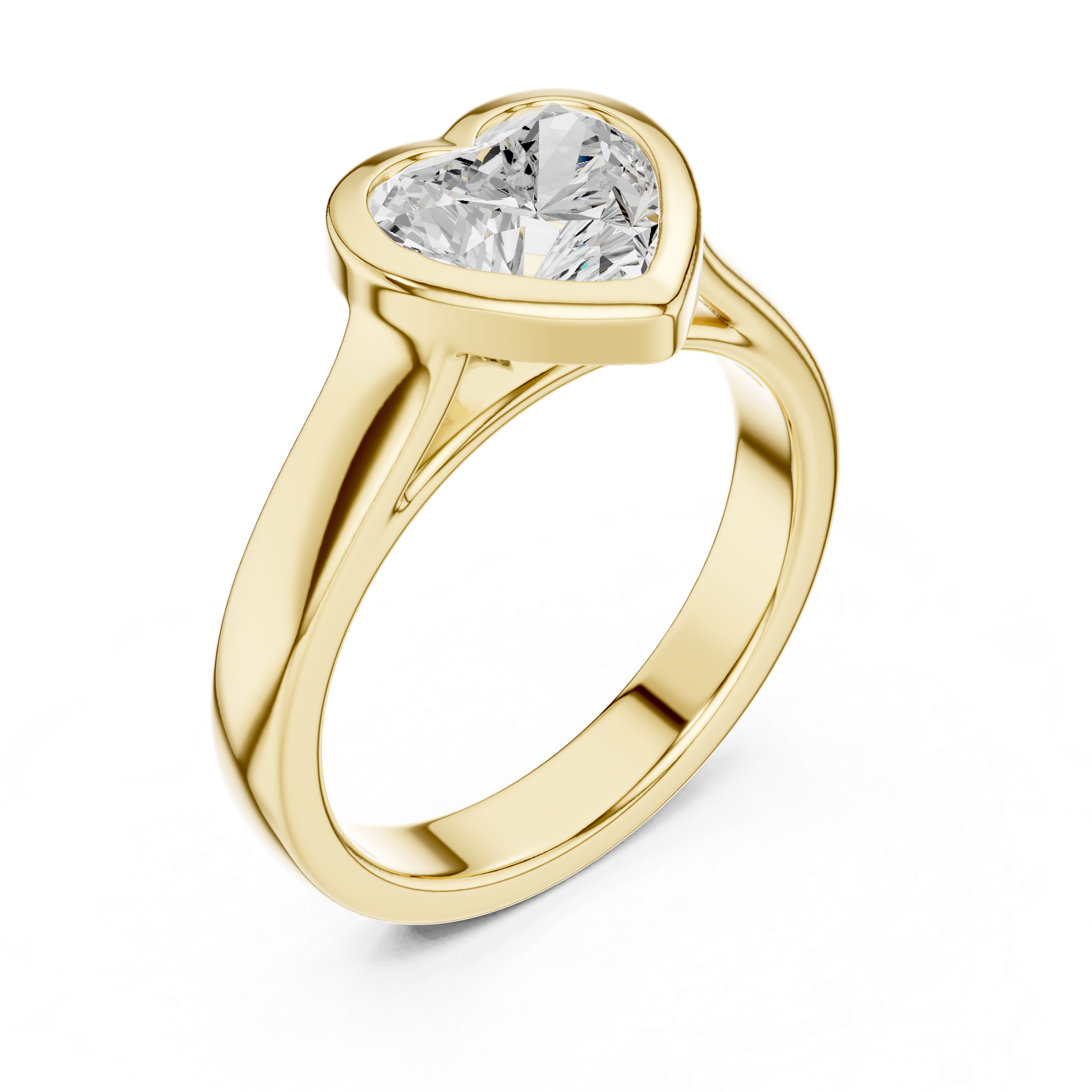 Heart Cut Bezel Set Lab Diamond Solitaire Ring