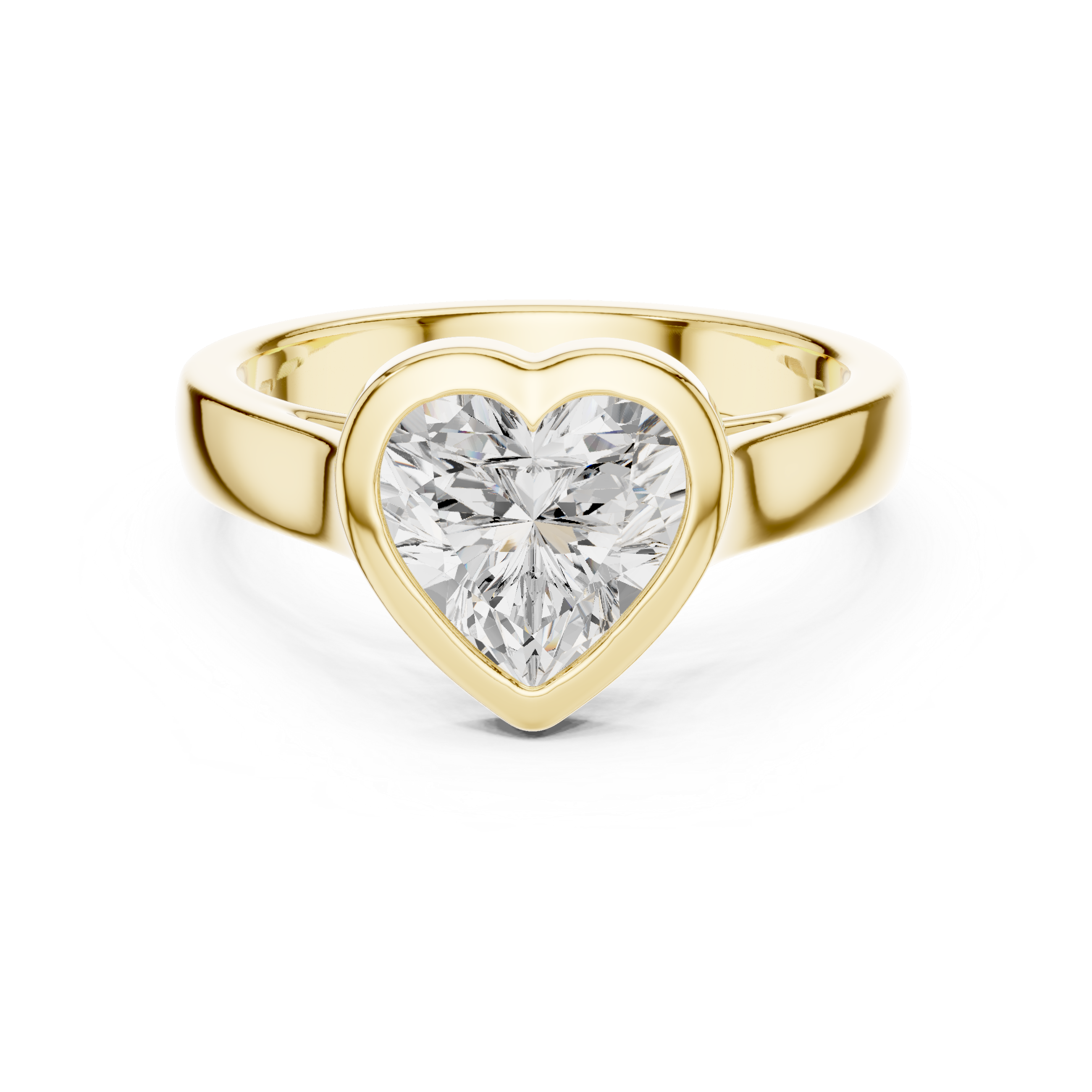 Heart Cut Bezel Set Lab Diamond Solitaire Ring