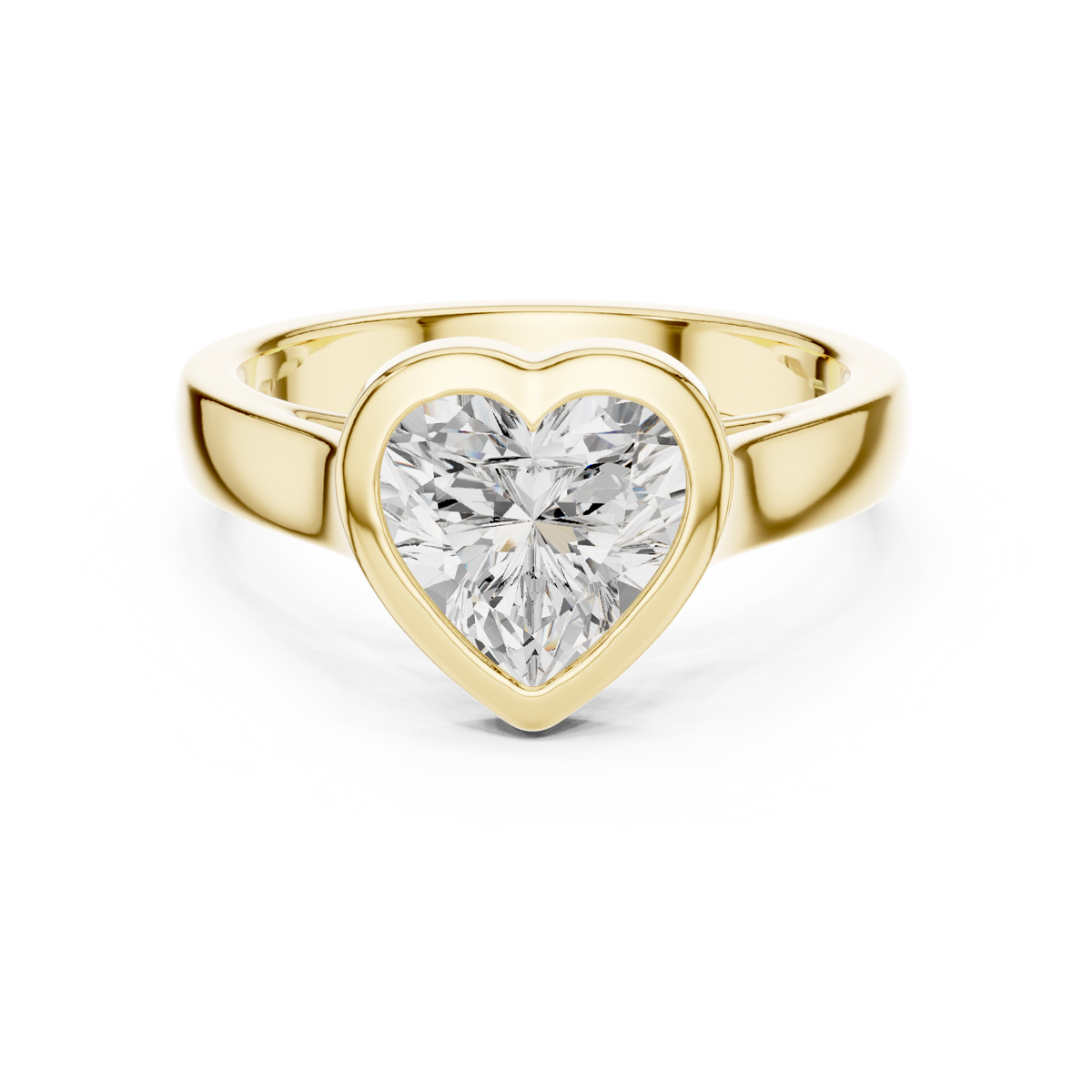 Heart Cut Bezel Set Lab Diamond Solitaire Ring