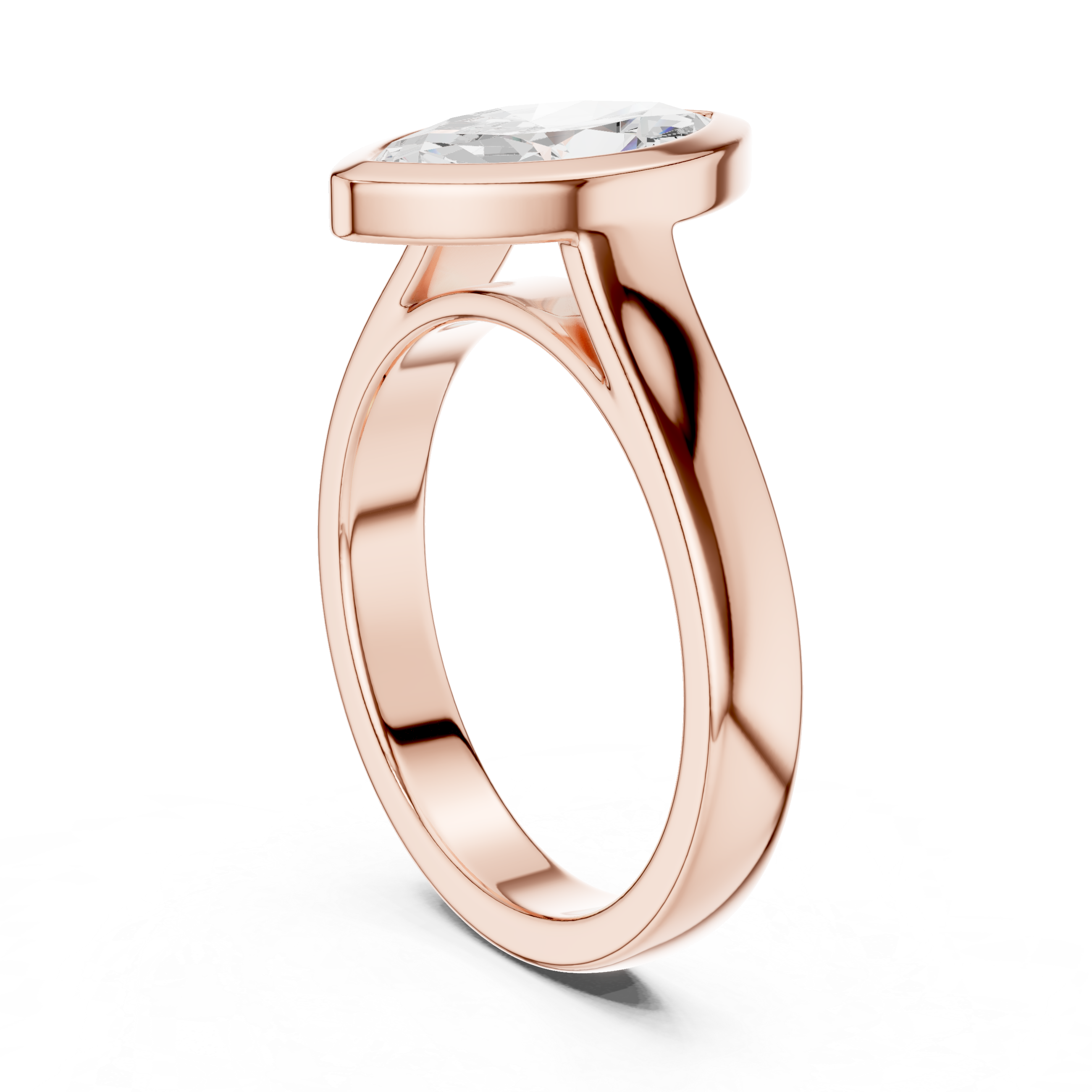 Marquise Cut Bezel Set Lab Diamond Solitaire Ring