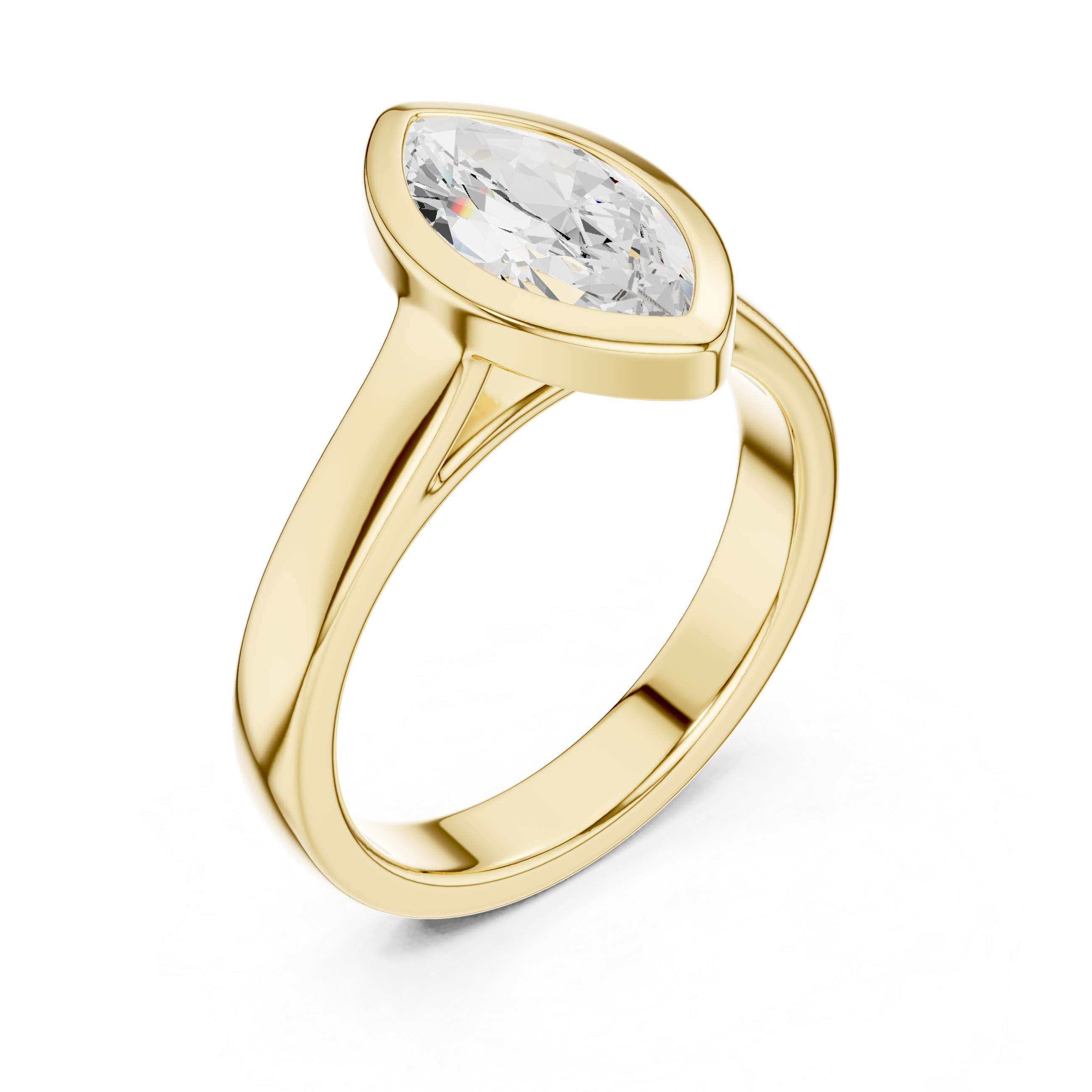 Marquise Cut Bezel Set Lab Diamond Solitaire Ring