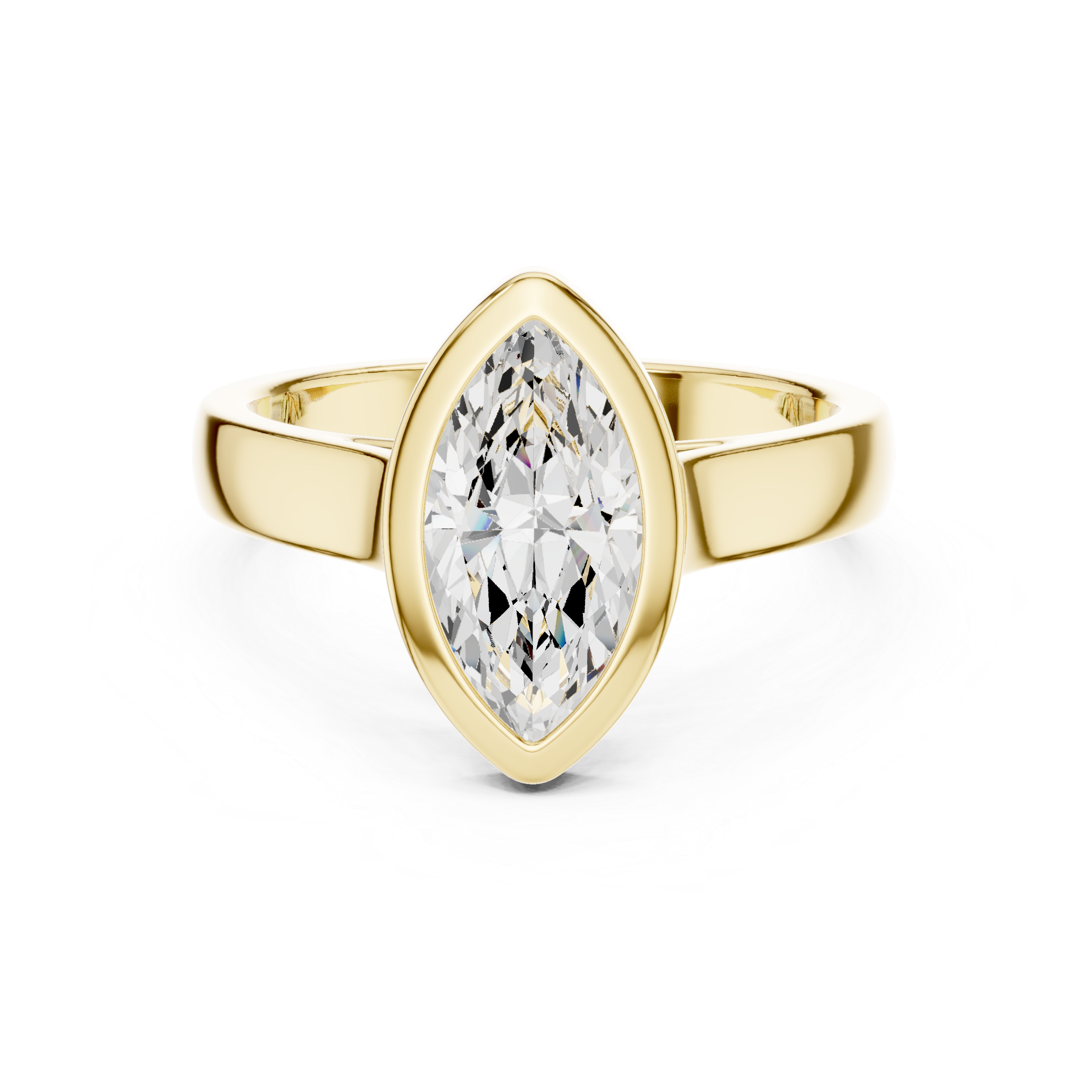 Marquise Cut Bezel Set Lab Diamond Solitaire Ring