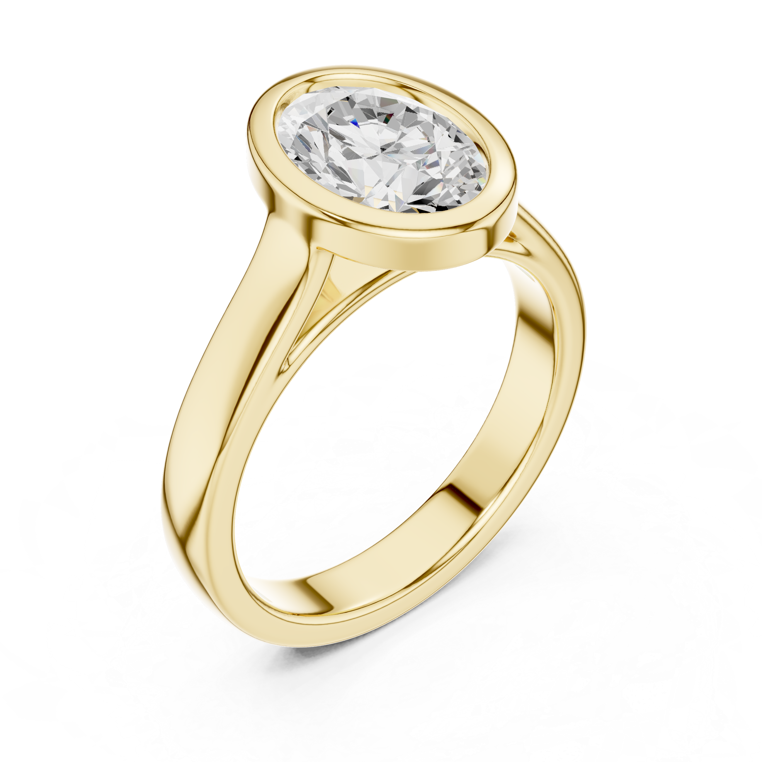Oval Cut Bezel Set Lab Diamond Solitaire Ring