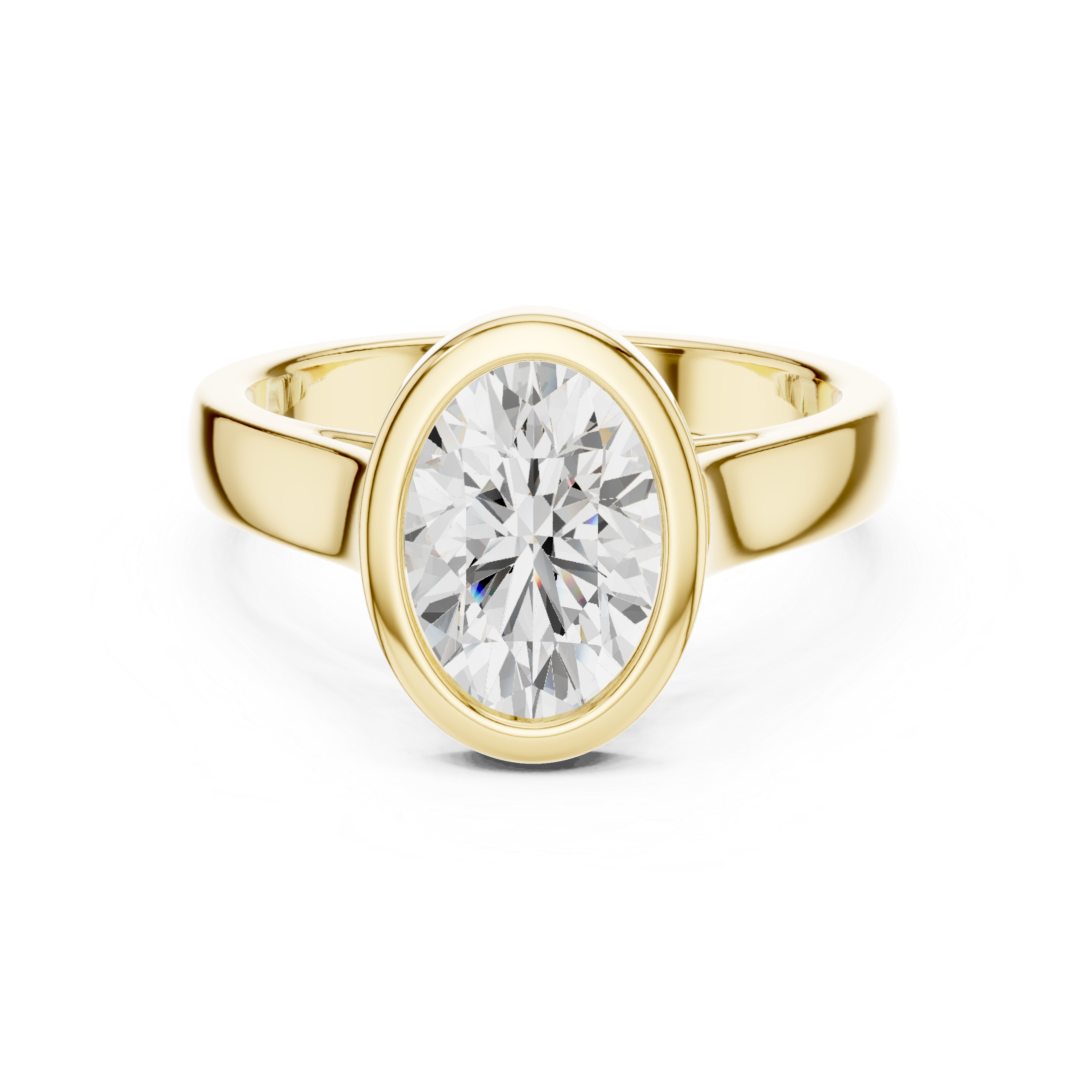 Oval Cut Bezel Set Lab Diamond Solitaire Ring