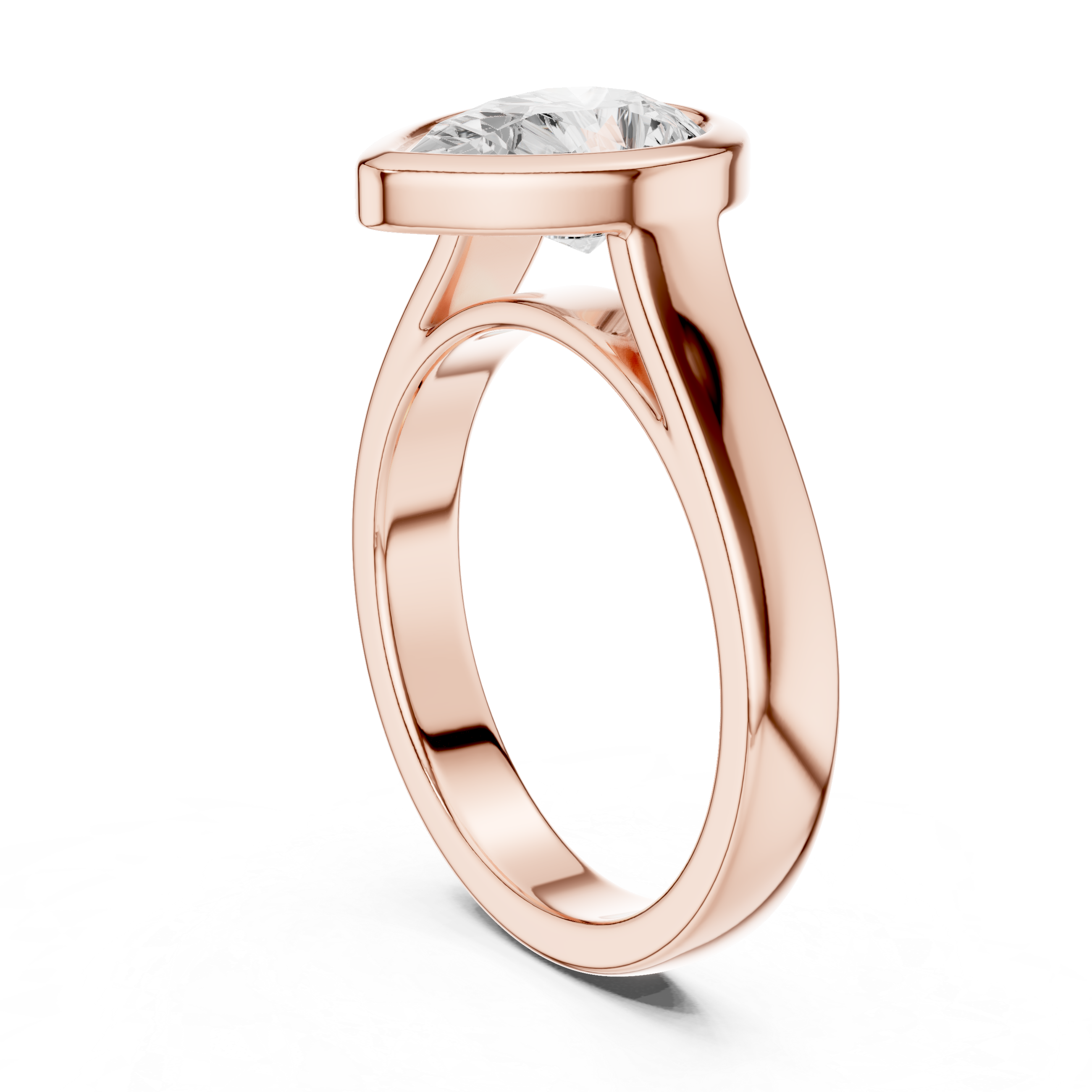 Pear Cut Bezel Set Lab Diamond Solitaire Ring
