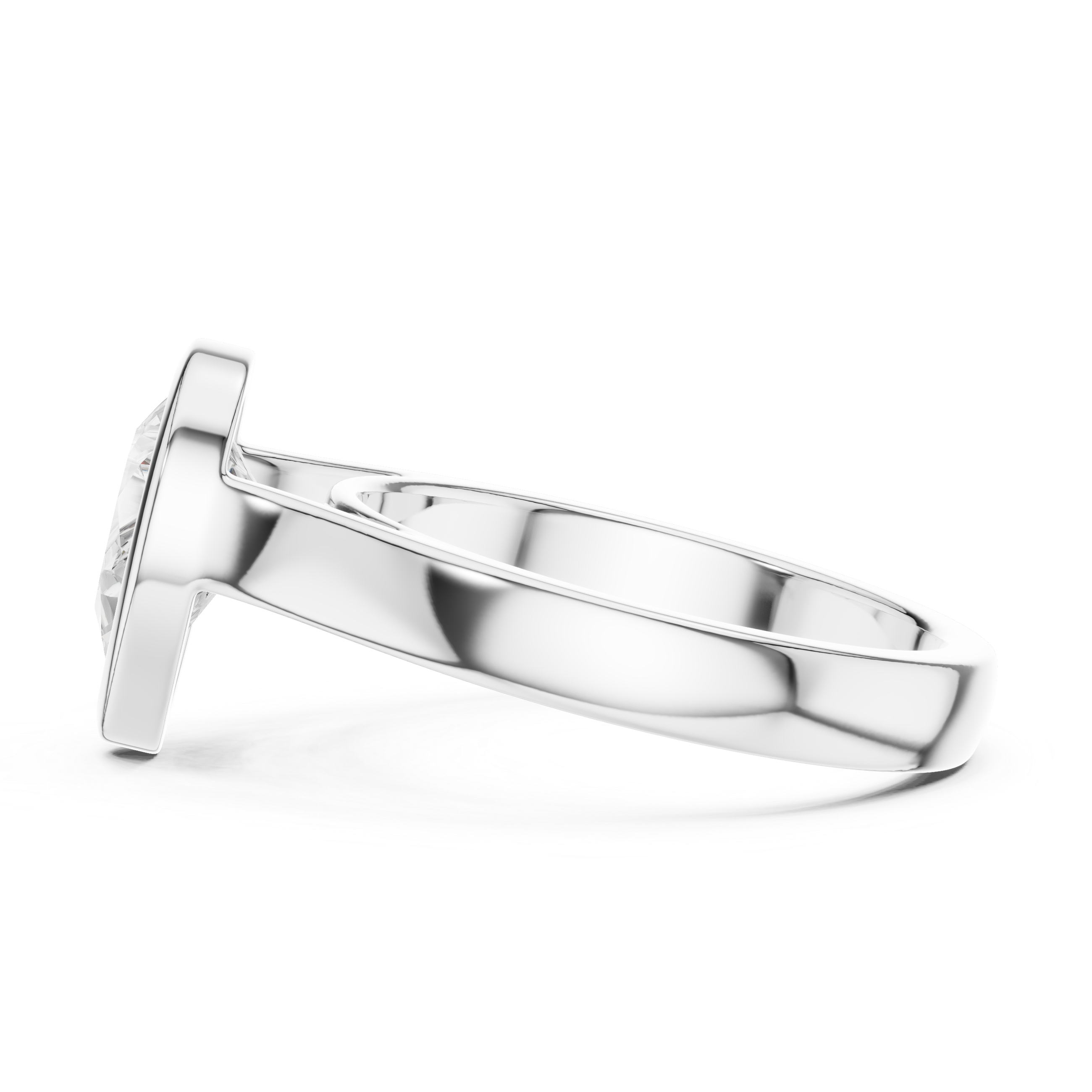 Pear Cut Bezel Set Lab Diamond Solitaire Ring