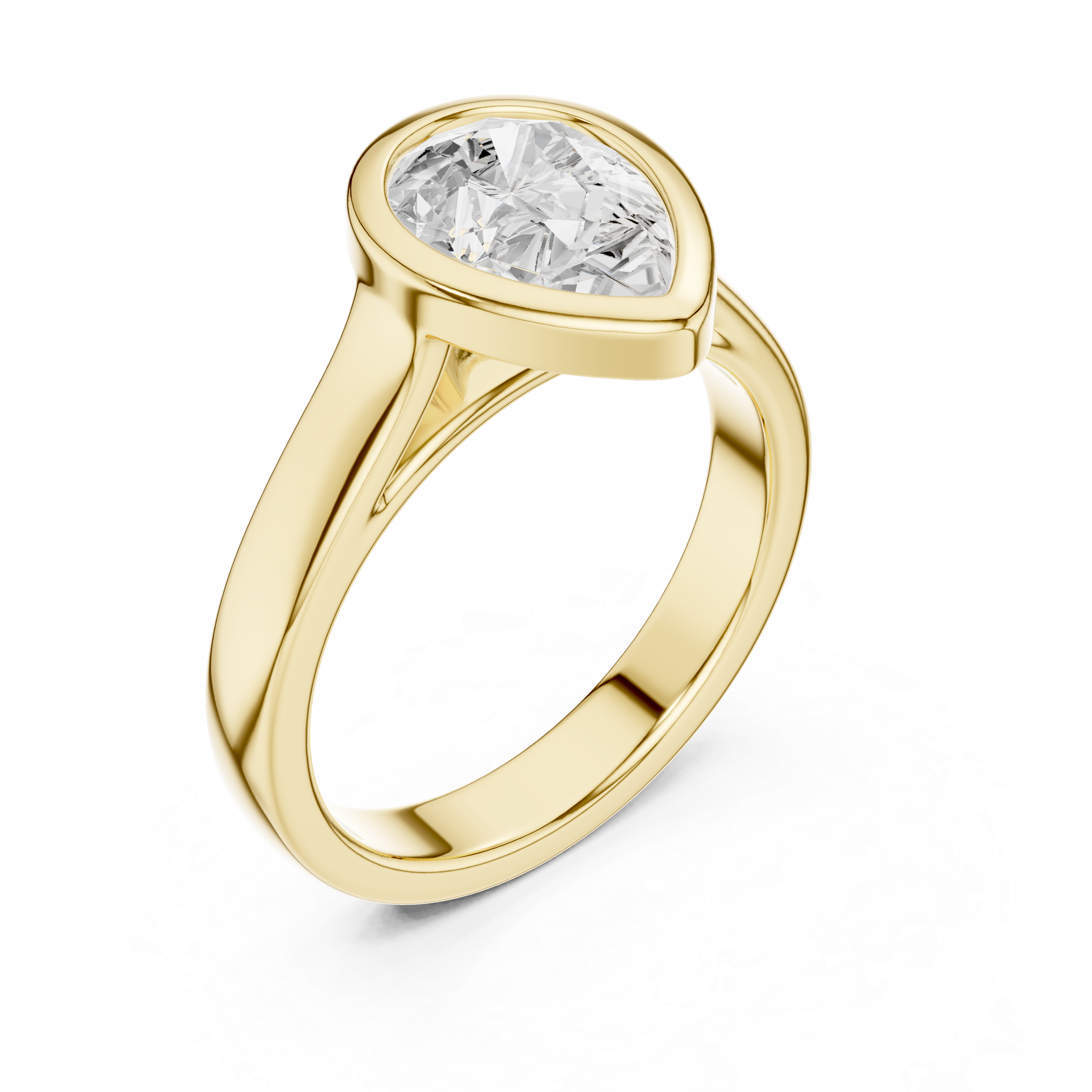 Pear Cut Bezel Set Lab Diamond Solitaire Ring