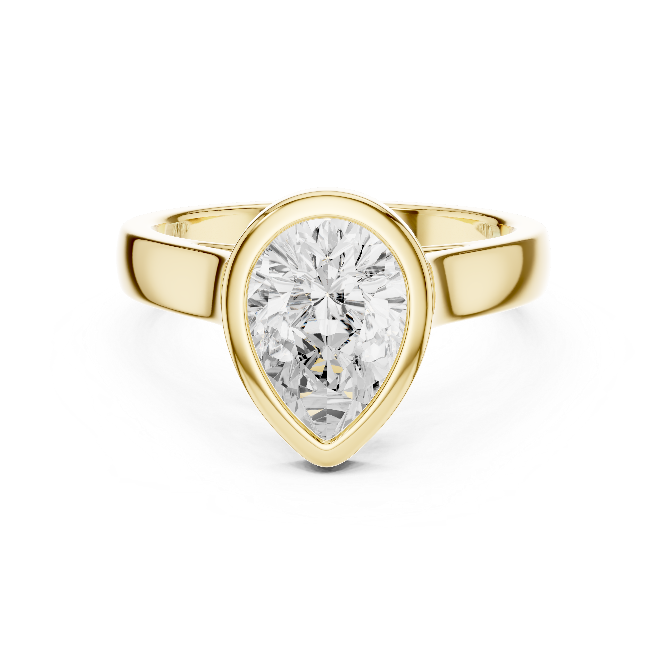 Pear Cut Bezel Set Lab Diamond Solitaire Ring