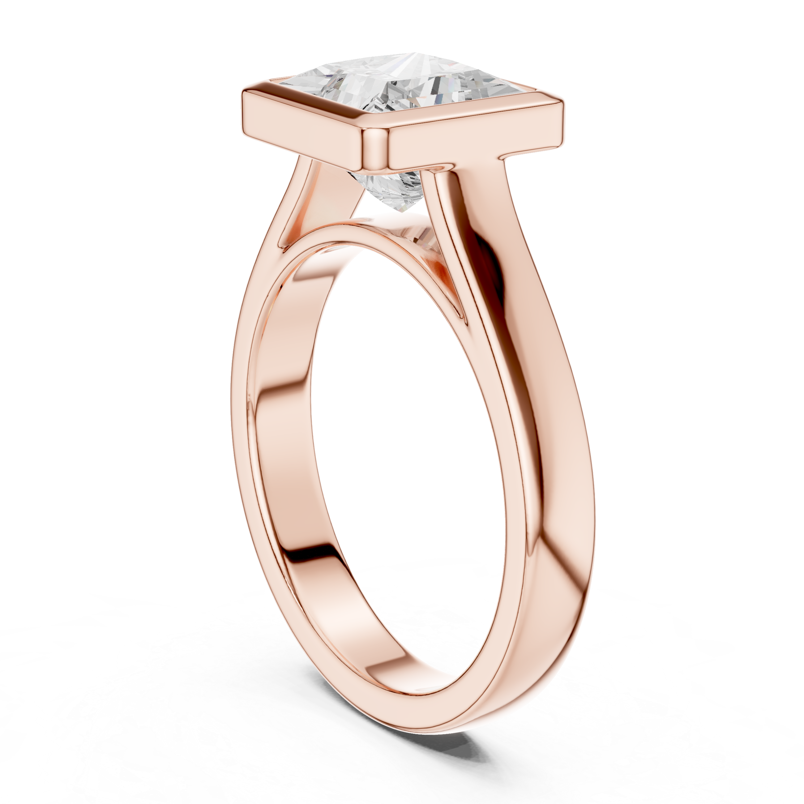 Princess Cut Bezel Set Lab Diamond Solitaire Ring