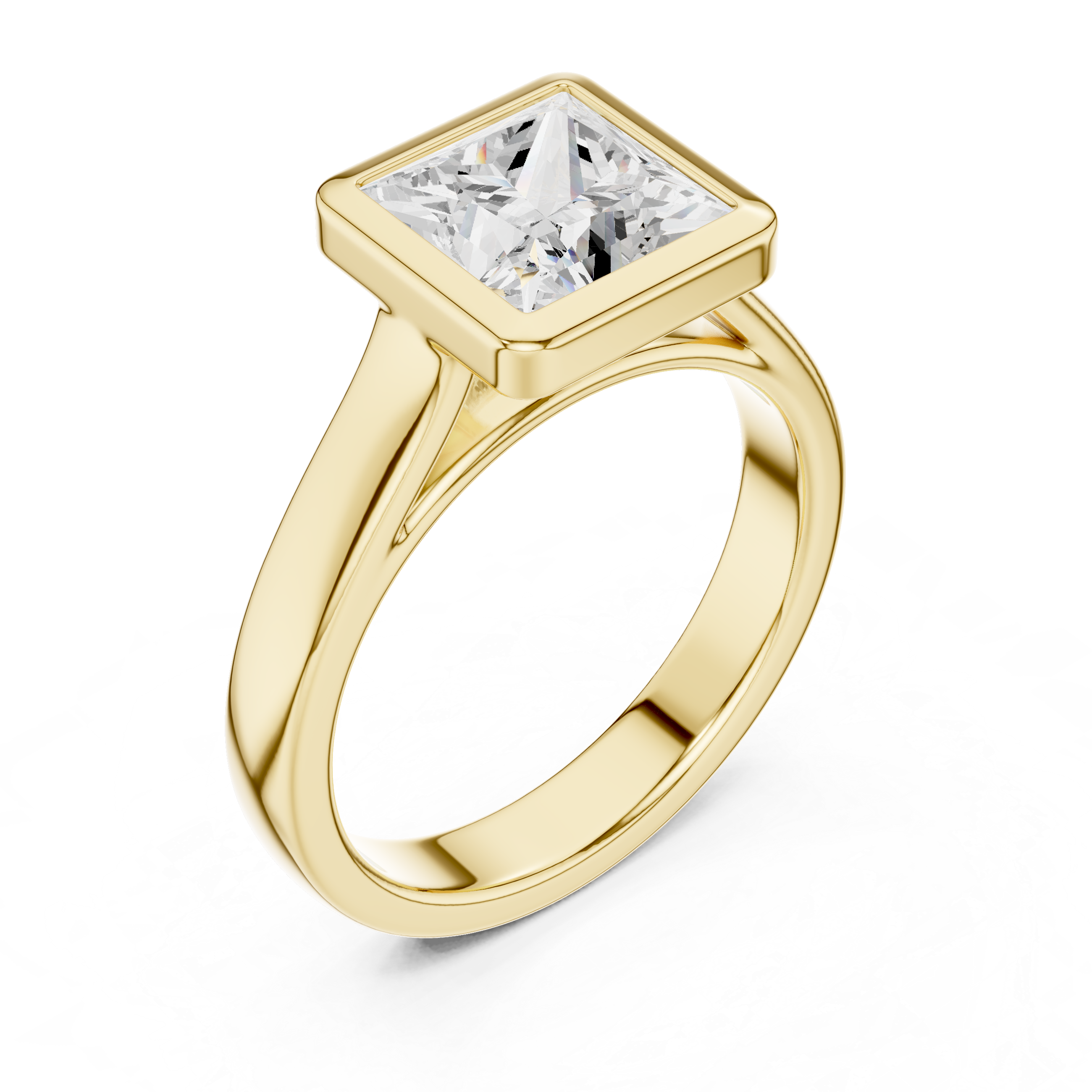 Princess Cut Bezel Set Lab Diamond Solitaire Ring