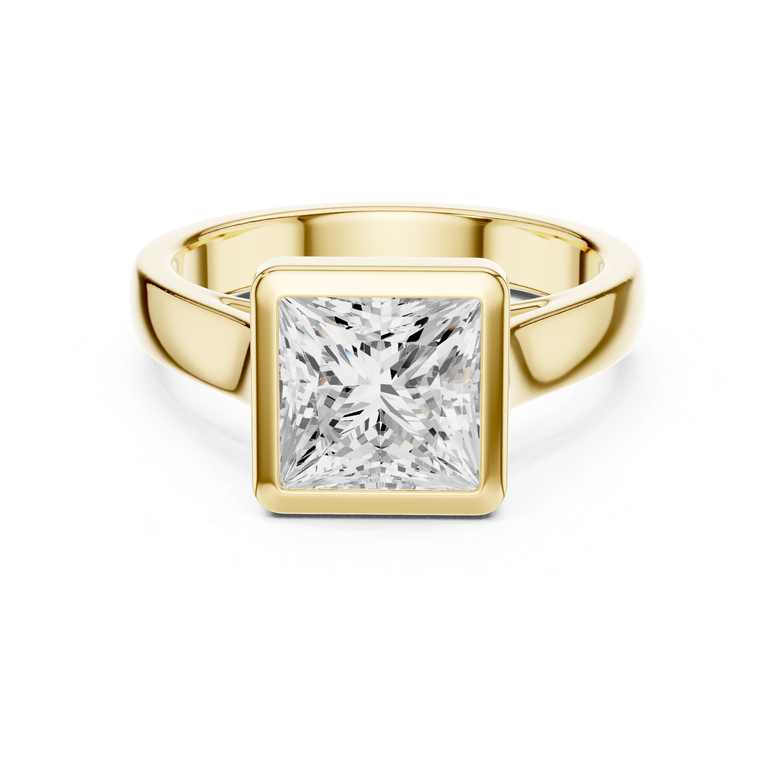 Princess Cut Bezel Set Lab Diamond Solitaire Ring