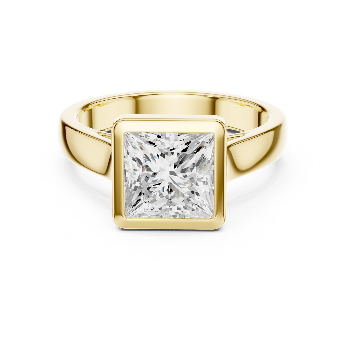 Princess Cut Bezel Set Lab Diamond Solitaire Ring