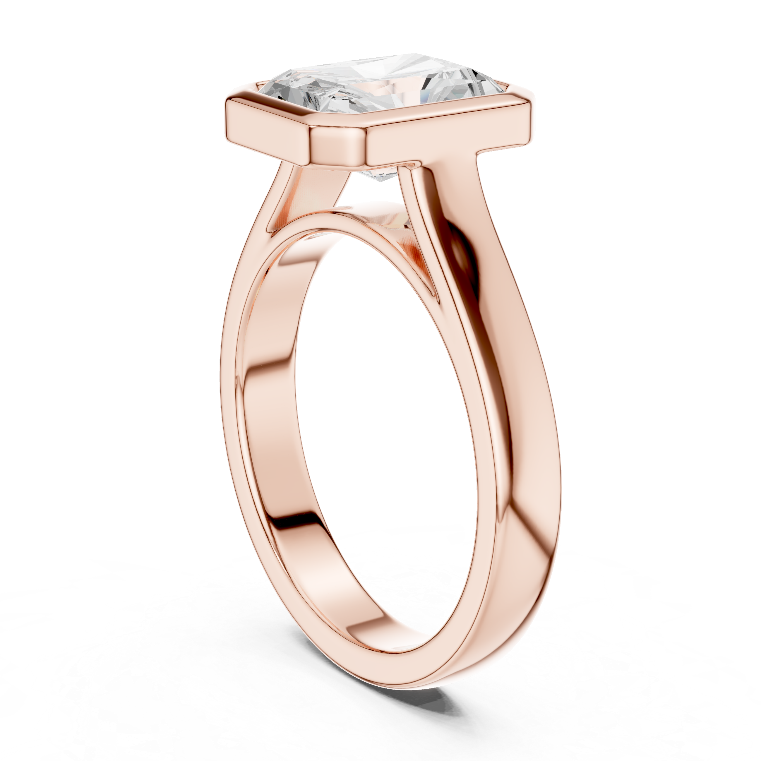 Radiant Cut Bezel Set Lab Diamond Solitaire Ring