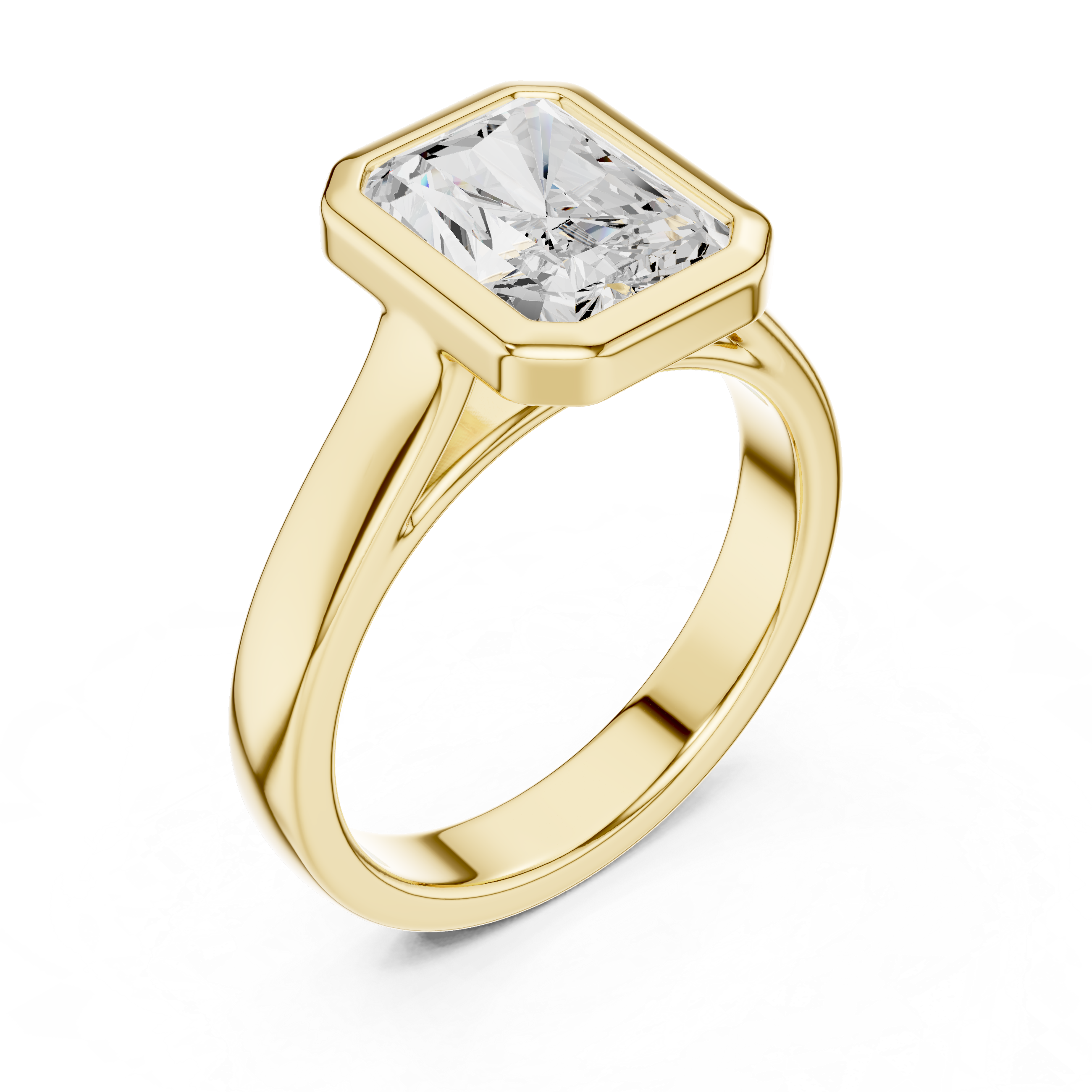 Radiant Cut Bezel Set Lab Diamond Solitaire Ring