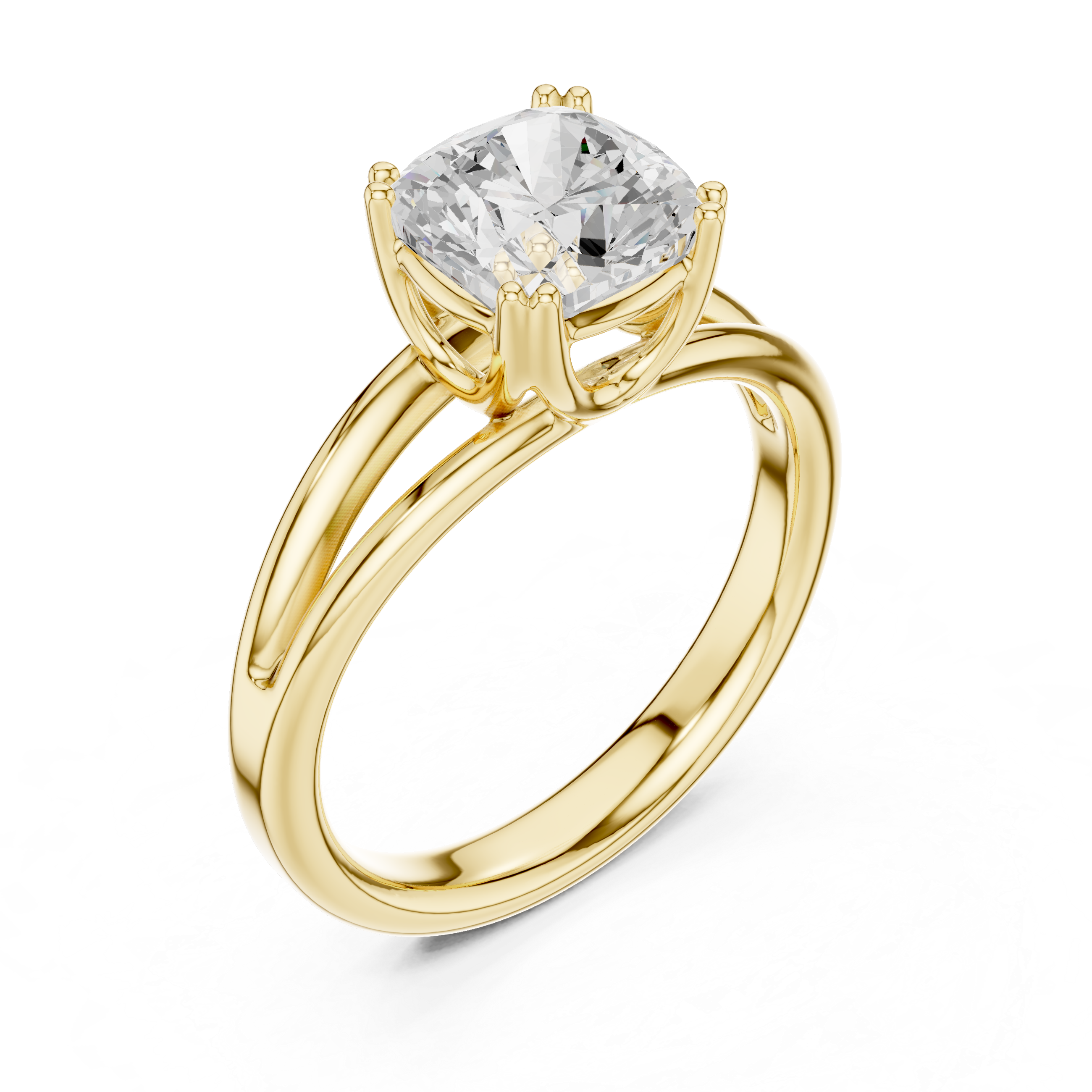 Classic Cushion Cut Double Prong Solitaire Diamond Ring