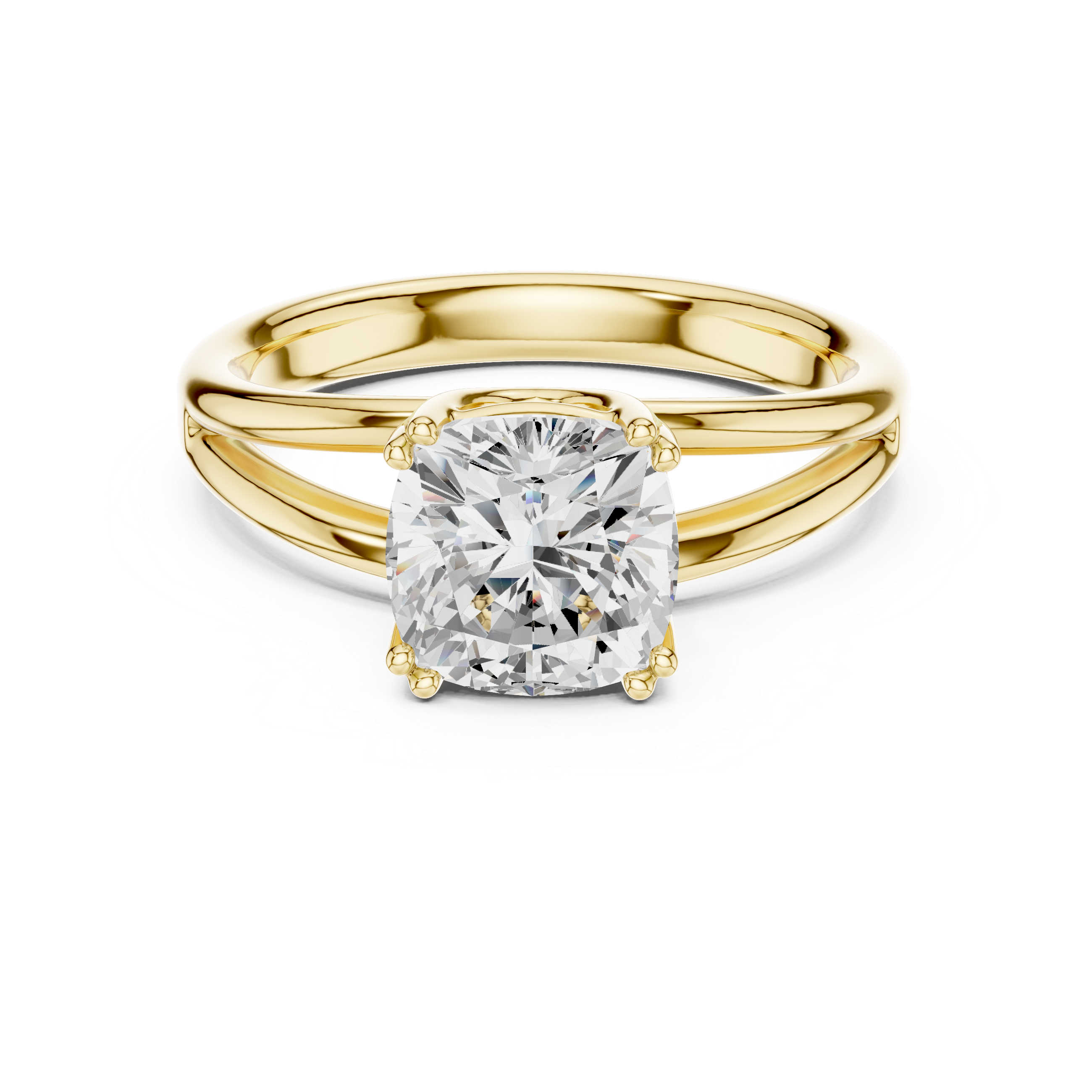 Classic Cushion Cut Double Prong Solitaire Diamond Ring