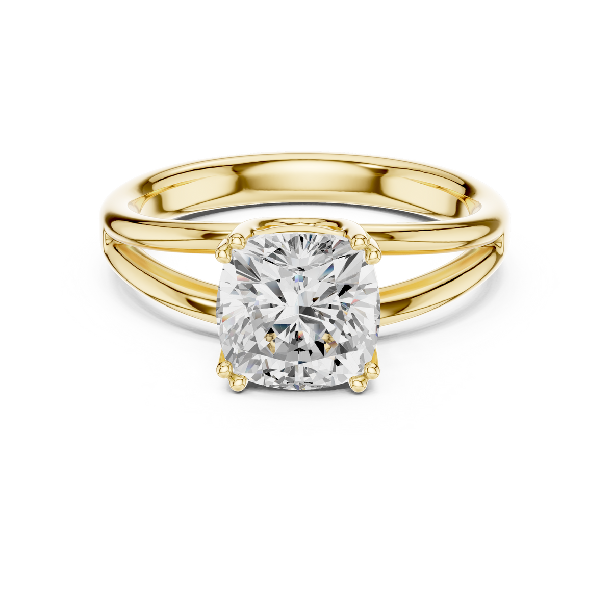 Classic Cushion Cut Double Prong Solitaire Diamond Ring