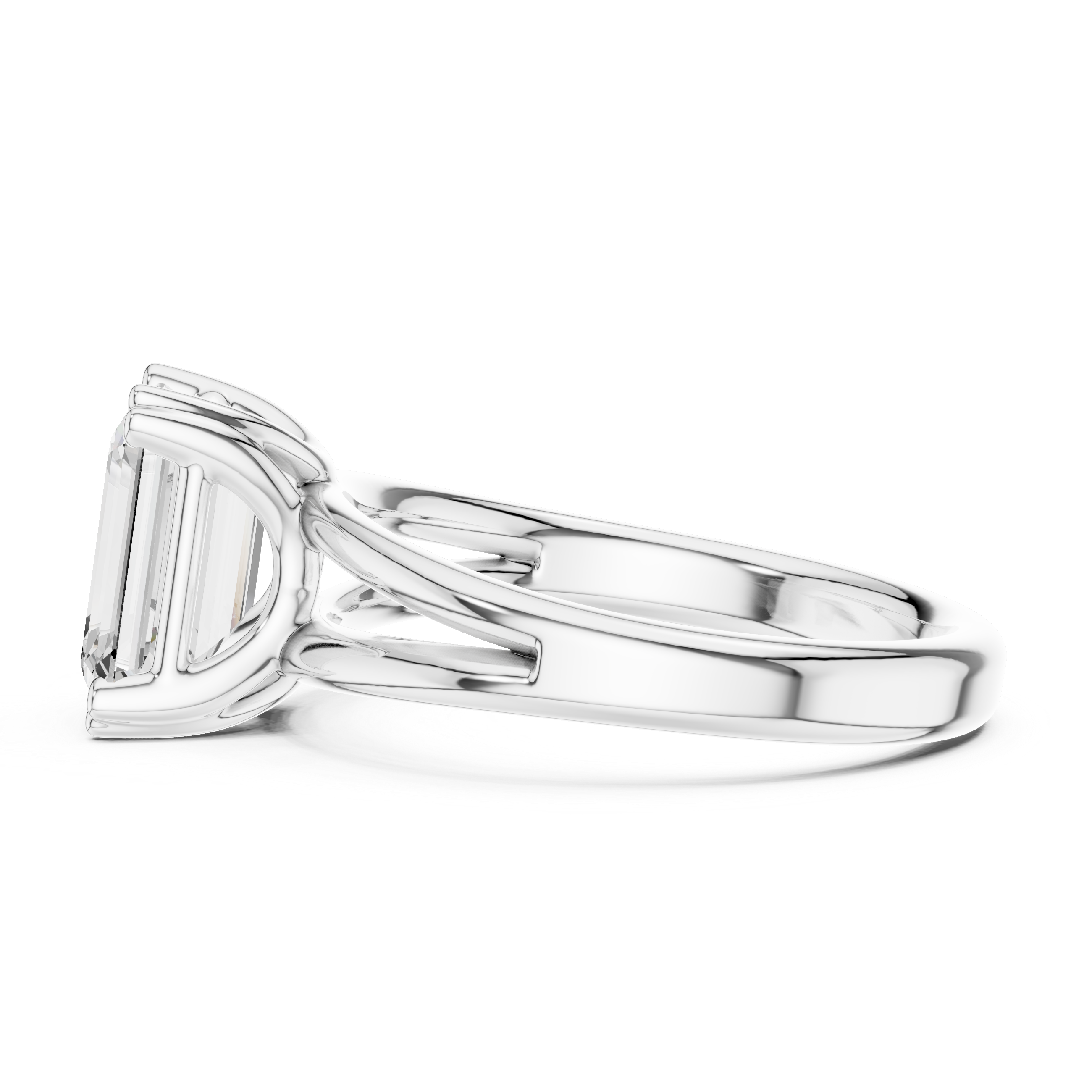 Classic Emerald Cut Double Prong Solitaire Diamond Ring