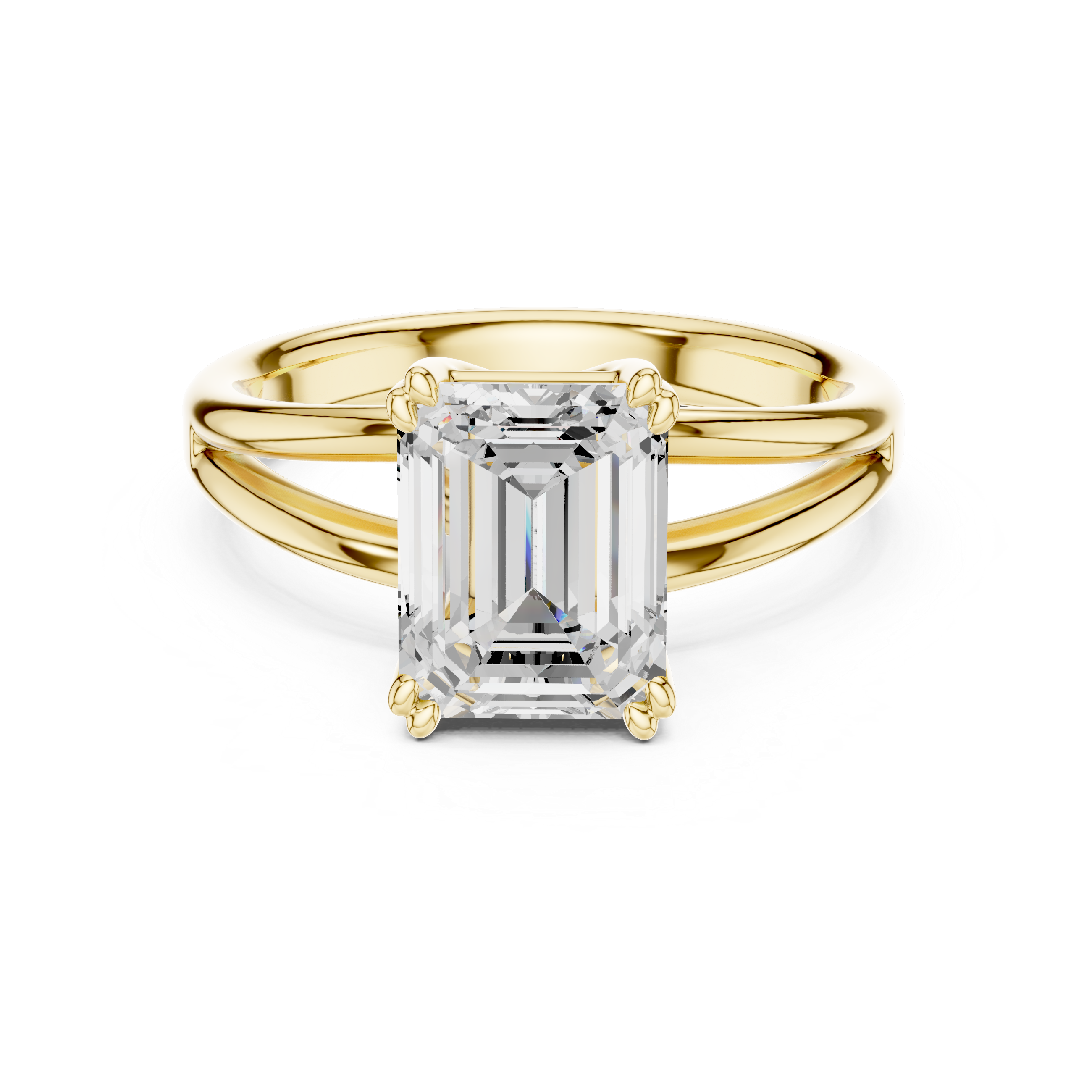 Classic Emerald Cut Double Prong Solitaire Diamond Ring